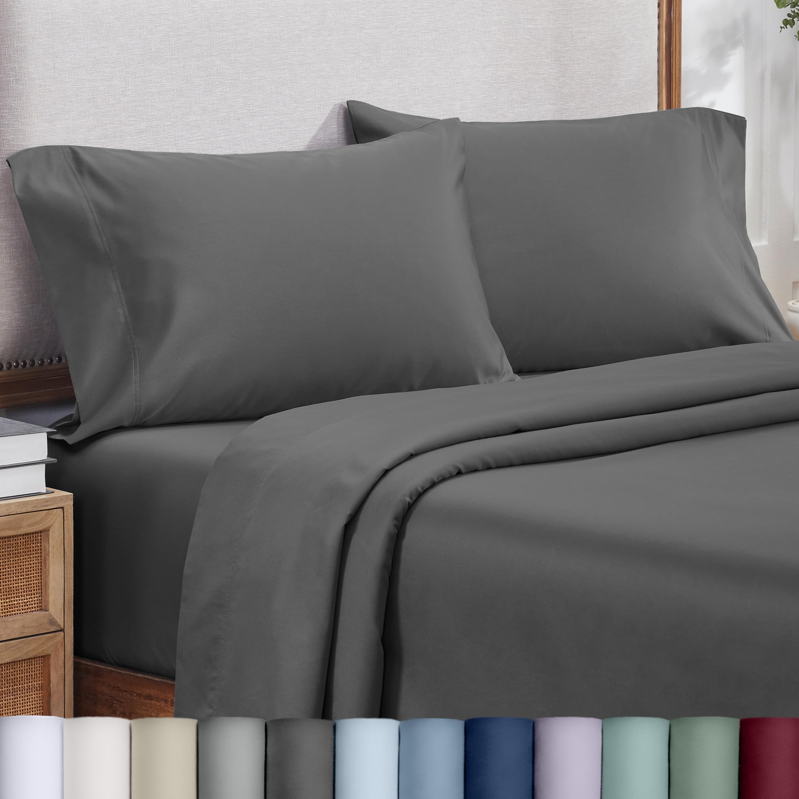 Heirloom Soft, Smooth & Thick Certified 800 Thread Count 100% Cotton Sateen, 2 King Size Pillow Cases, Fits King Pillows (Bright White)