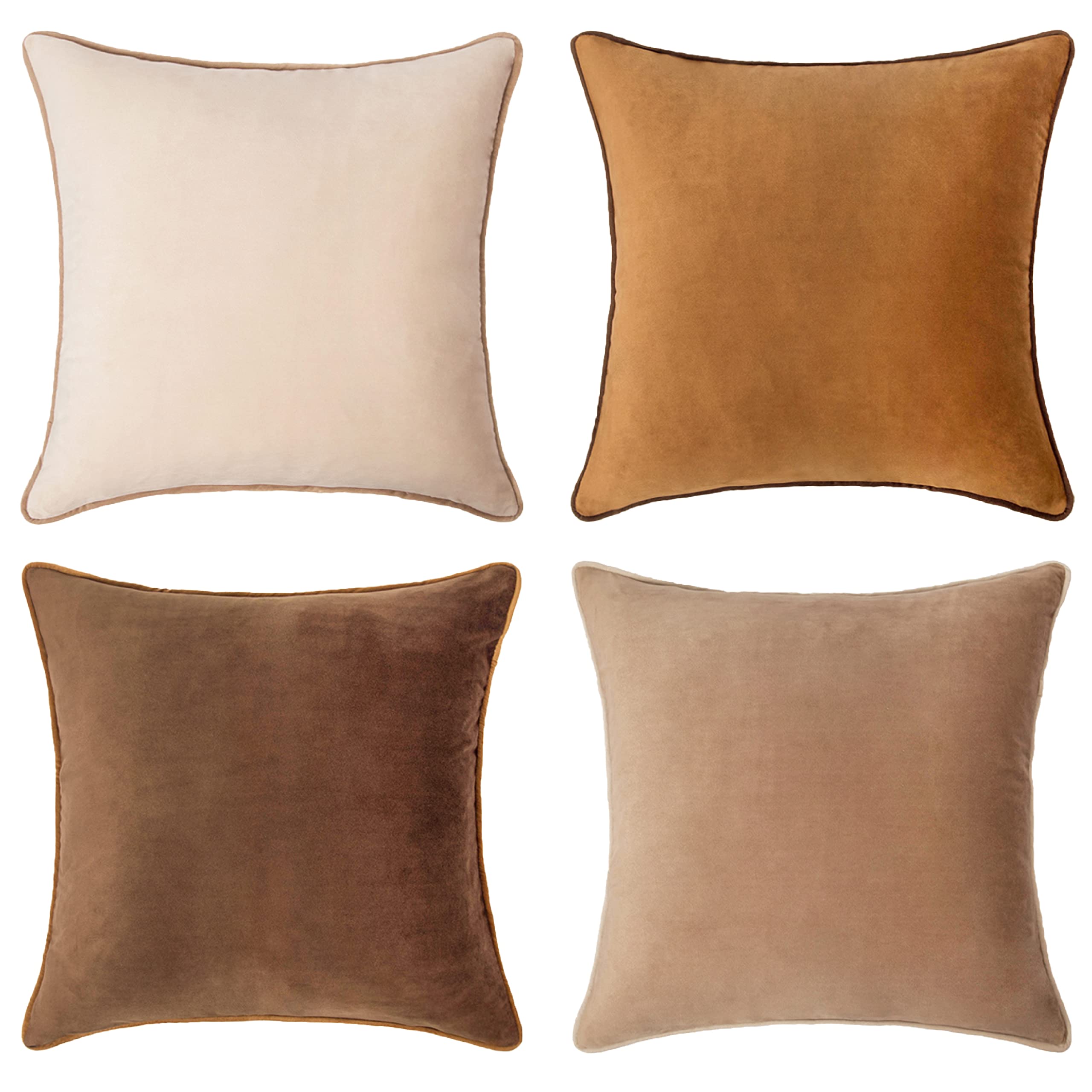 MONDAY MOOSE Decorative Throw Pillow Covers Cushion Cases, Set of 4 Soft Velvet Modern Double-Sided Designs, Mix and Match for Home Decor, Pillow Inserts Not Included (18x18 inch, Orange/Teal)