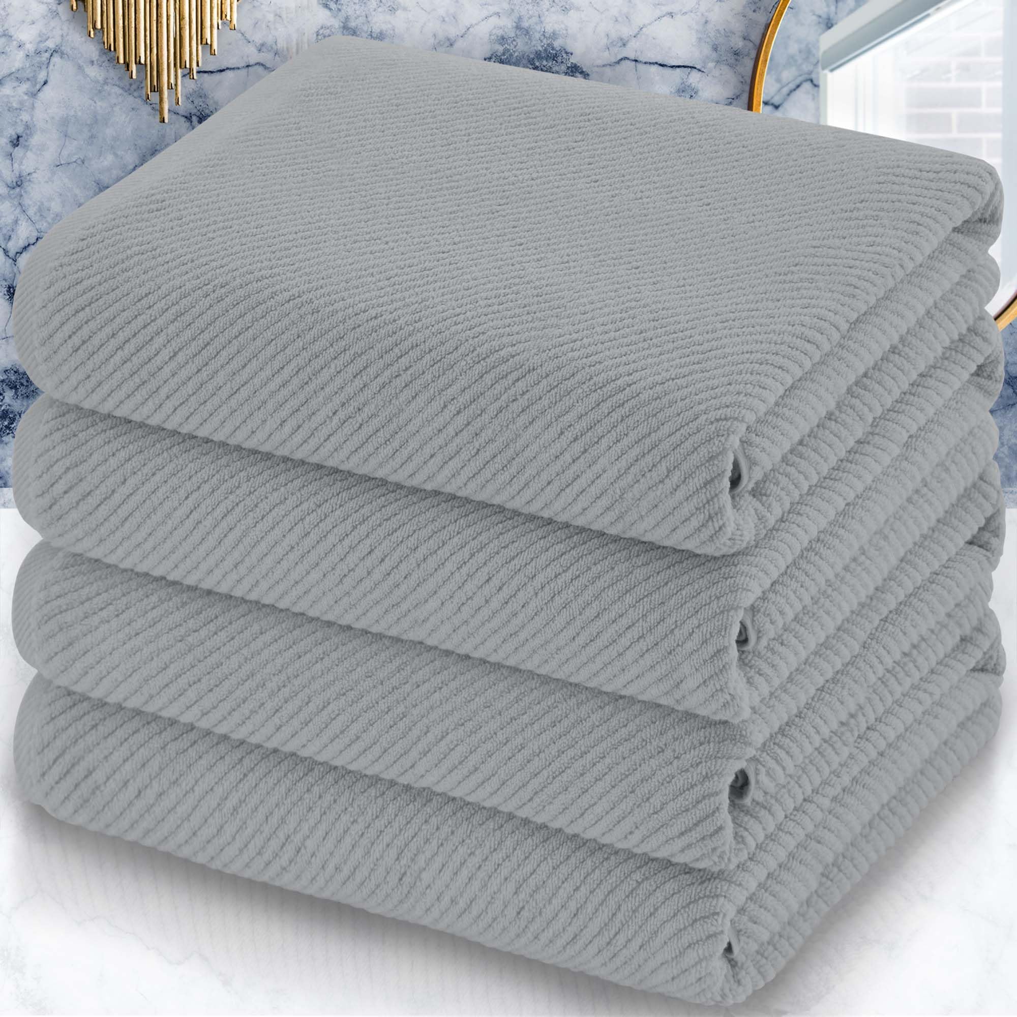 VOOVA & MOVAS Bath Towel Sets - 100% Cotton | Quick Dry | Light Weight | Thick | Soft, Beige Towels Set of 6, 2 Large Bath 30" x 56", 2 Hand 18" x 28", 2 Washcloths 13" x 13", Tan Towel Gift Set