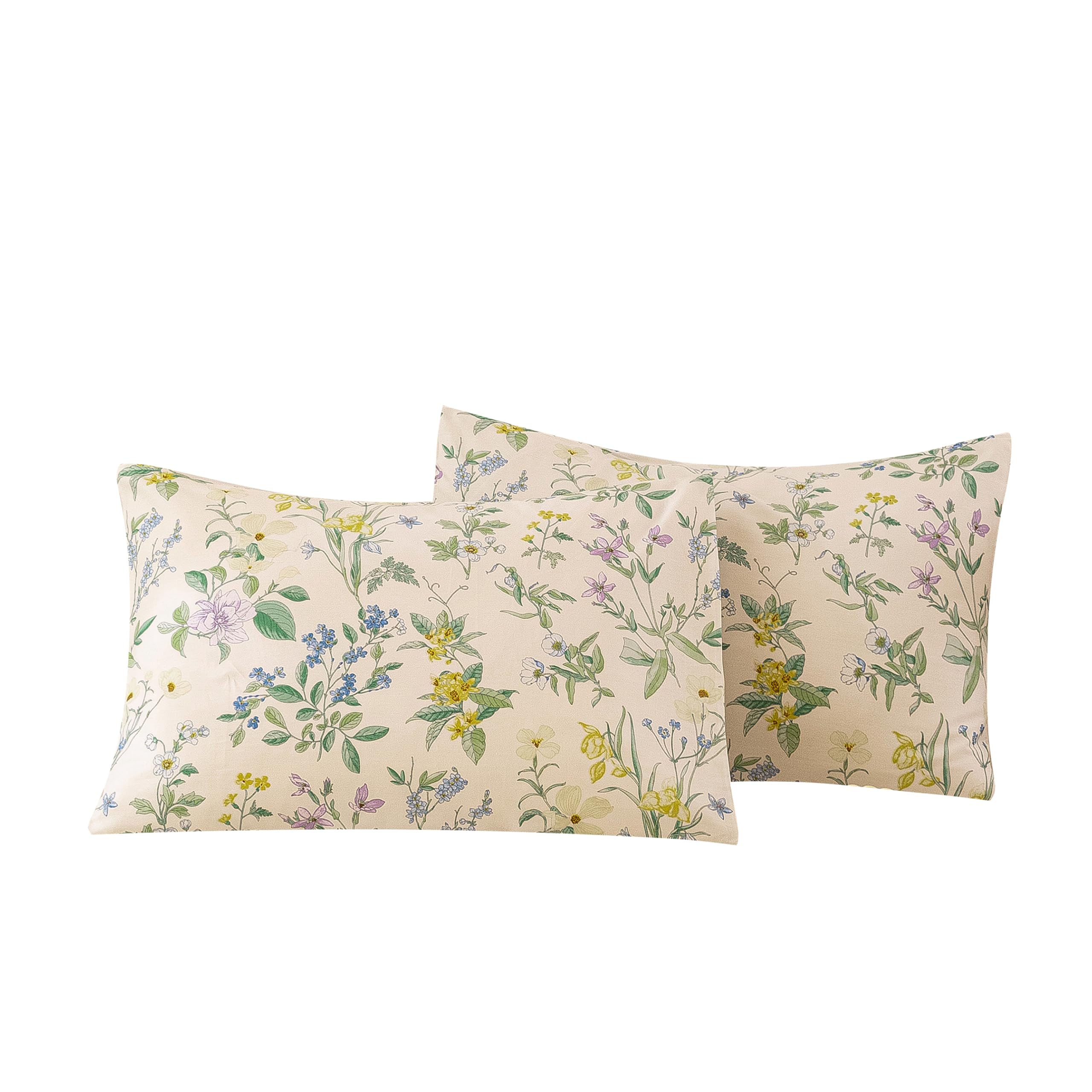 ECOCOTT 100% Cotton Pillowcases Standard Size, Floral Print Pattern Pillow Cover 4 Pack, Super Soft Envelope Closure Standard Pillow Case Set (Standard, 20"x26")