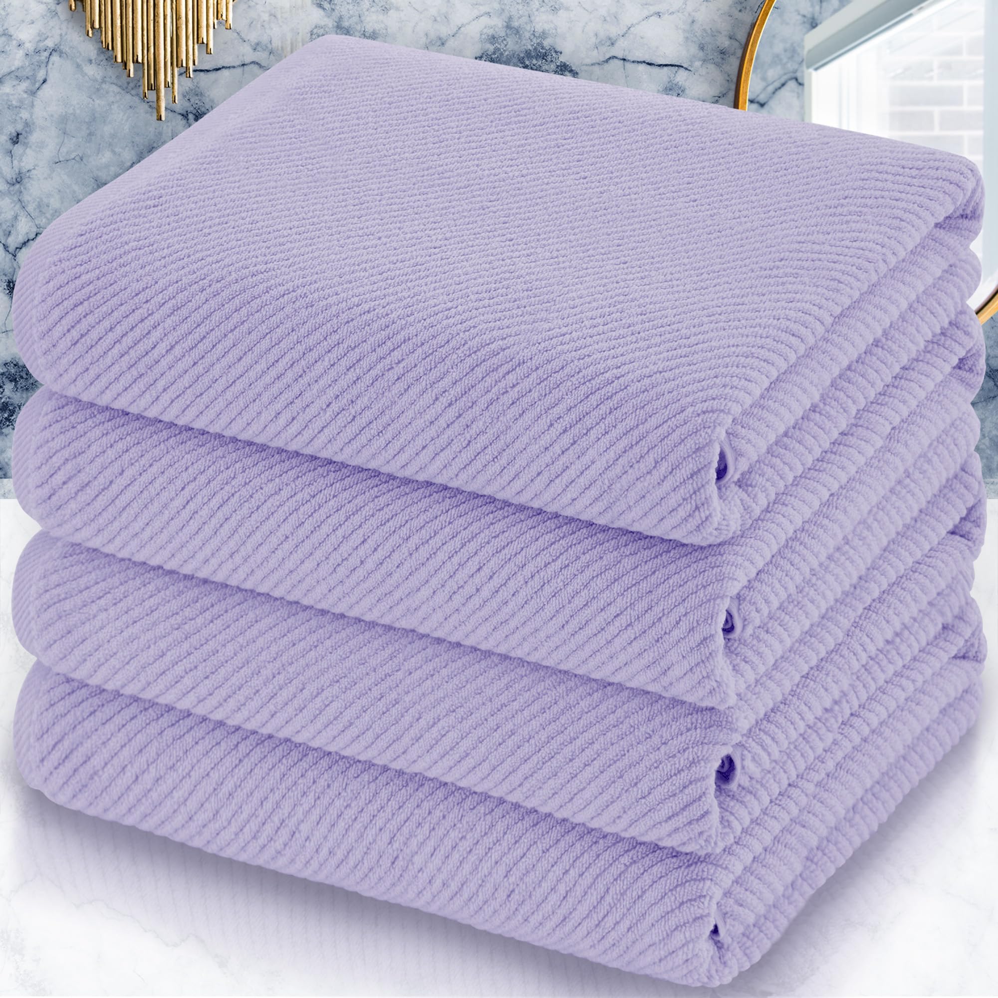 VOOVA & MOVAS Bath Towel Sets - 100% Cotton | Quick Dry | Light Weight | Thick | Soft, Beige Towels Set of 6, 2 Large Bath 30" x 56", 2 Hand 18" x 28", 2 Washcloths 13" x 13", Tan Towel Gift Set