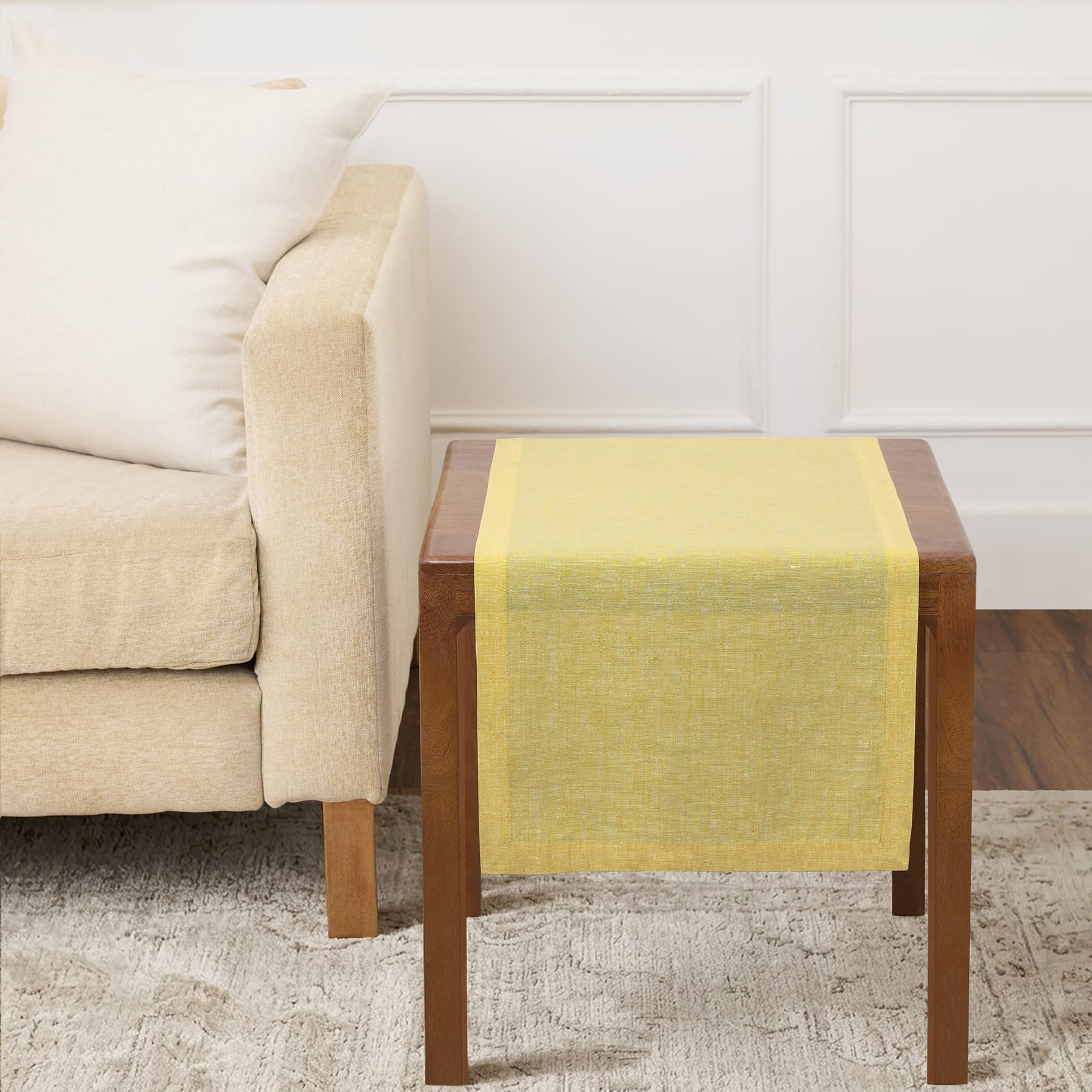 Solino Home Linen Table Runner 72 Inches Long - Athena, 100% Pure Linen Light Natural Table Runner 14 x 72 Inch for Dining, Spring, Summer