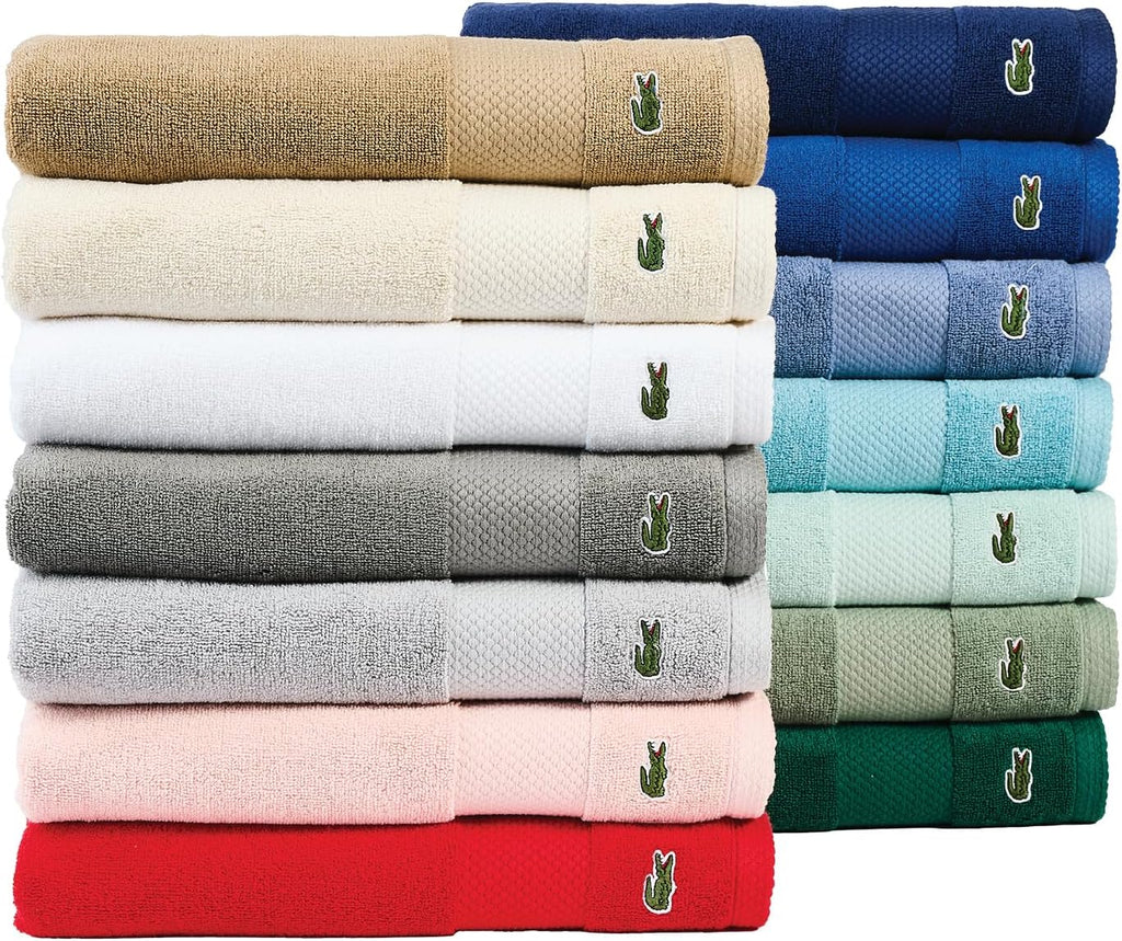 Lacoste Heritage 100% Supima Cotton Bath Towel, Aloe, 30" x 54" – Highly Absorbent & Quick Drying, Premium Super Soft Bath Towel, Bathroom Essential, Gift for All Occasions, Machine Washable