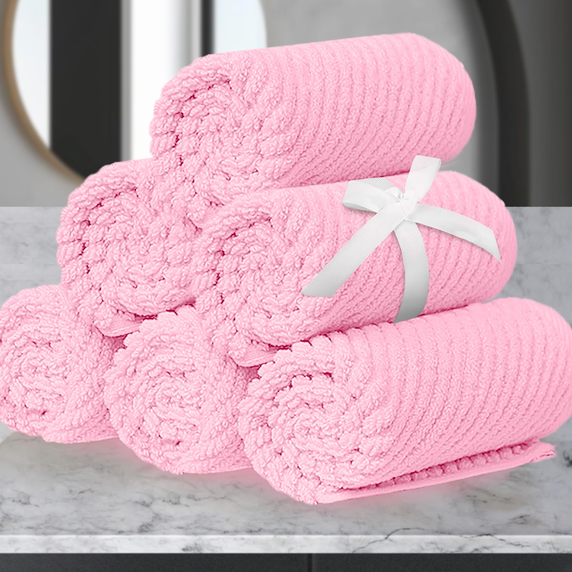 VOOVA & MOVAS Bath Towel Sets - 100% Cotton | Quick Dry | Light Weight | Thick | Soft, Beige Towels Set of 6, 2 Large Bath 30" x 56", 2 Hand 18" x 28", 2 Washcloths 13" x 13", Tan Towel Gift Set