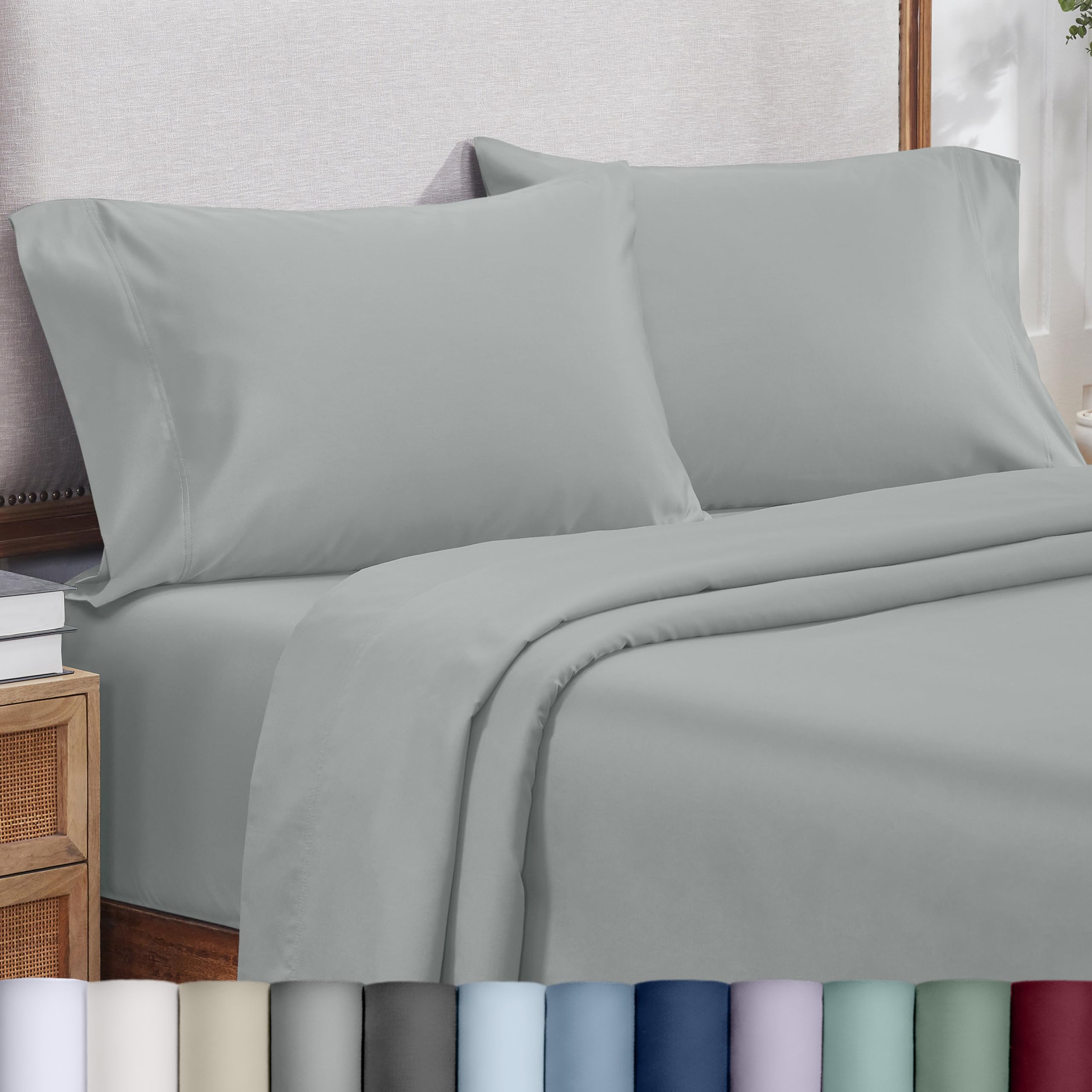 Heirloom Soft, Smooth & Thick Certified 800 Thread Count 100% Cotton Sateen, 2 King Size Pillow Cases, Fits King Pillows (Bright White)