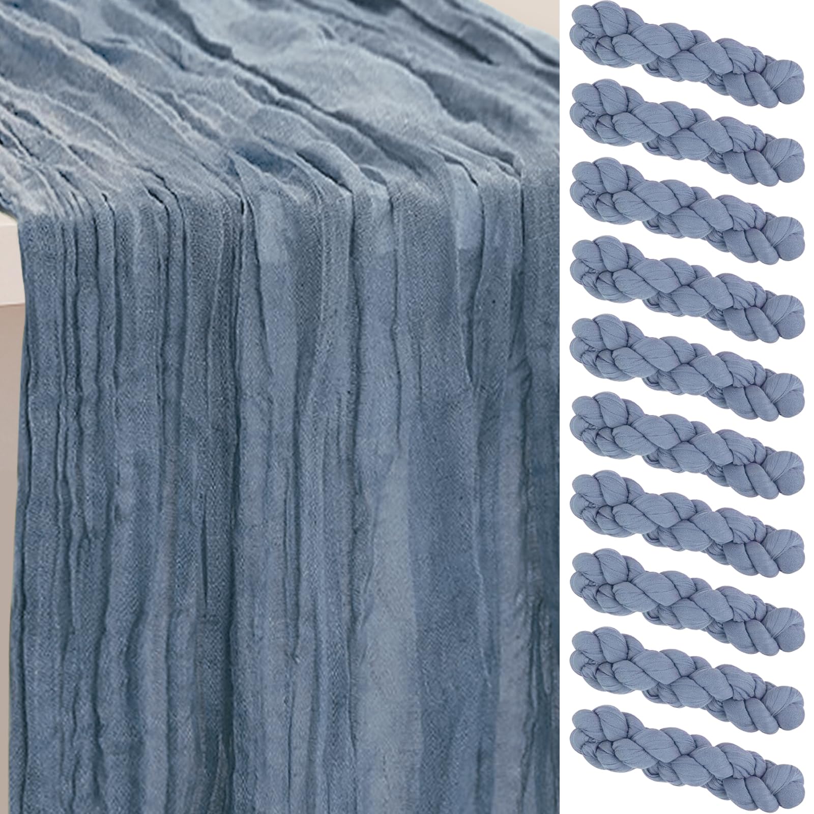 6 Pack Sage Green Cheesecloth Table Runner 35x120 Inch 10Ft Rustic Gauze Cheese Cloth Table Runner Sheer Cheesecloth Table Runners for Wedding Party Bridal Shower Decoration