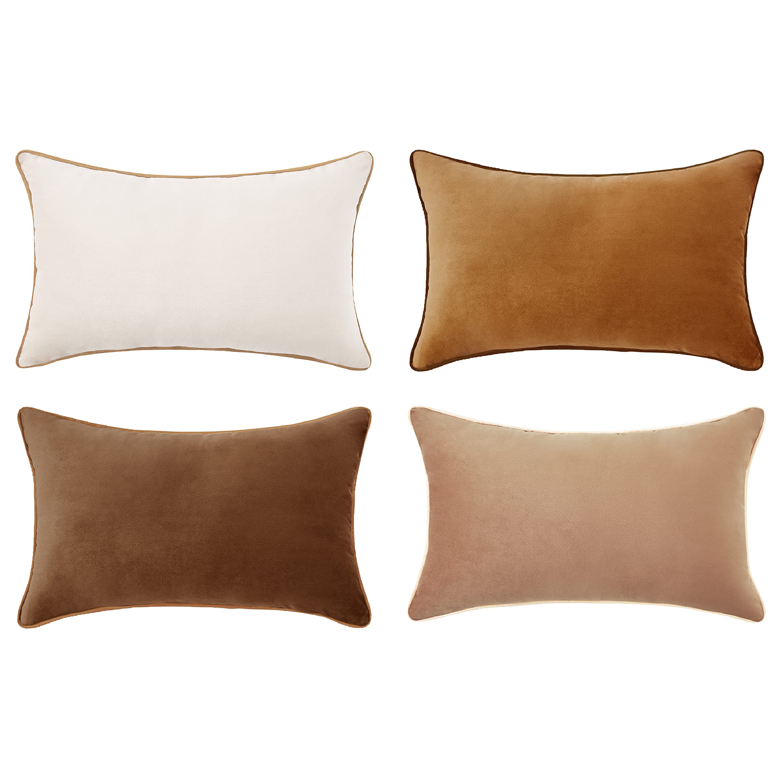 Set of 4 18×18 Inch Double-Sided Velvet Throw Pillow Covers, Orange & Teal