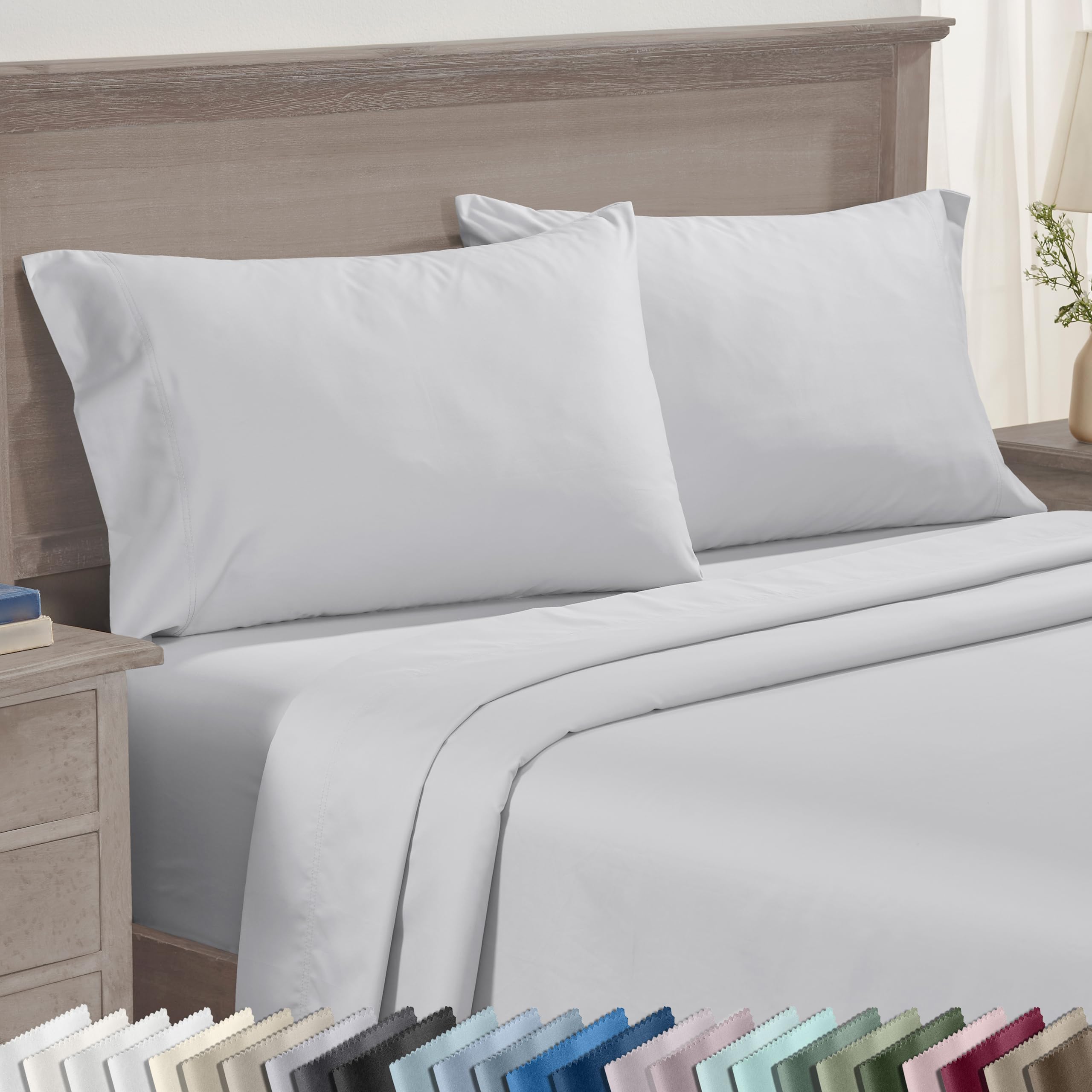 Set of 2 King Size White 600 Thread Count 100% Cotton Pillowcases