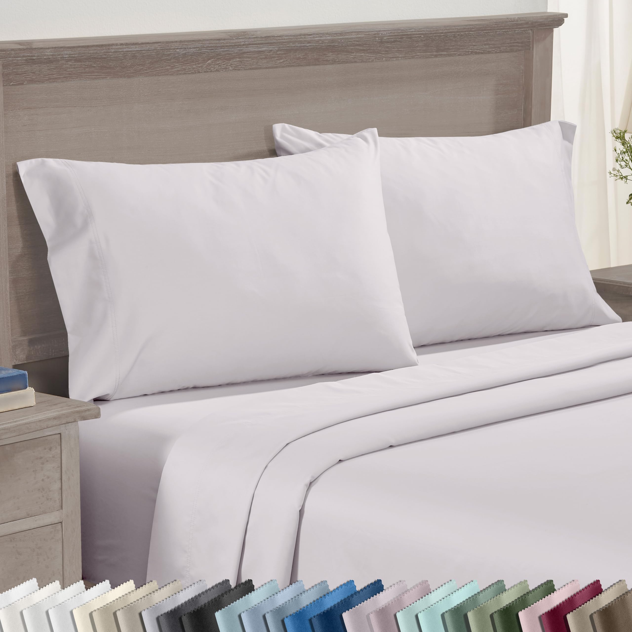 Set of 2 King Size White 600 Thread Count 100% Cotton Pillowcases