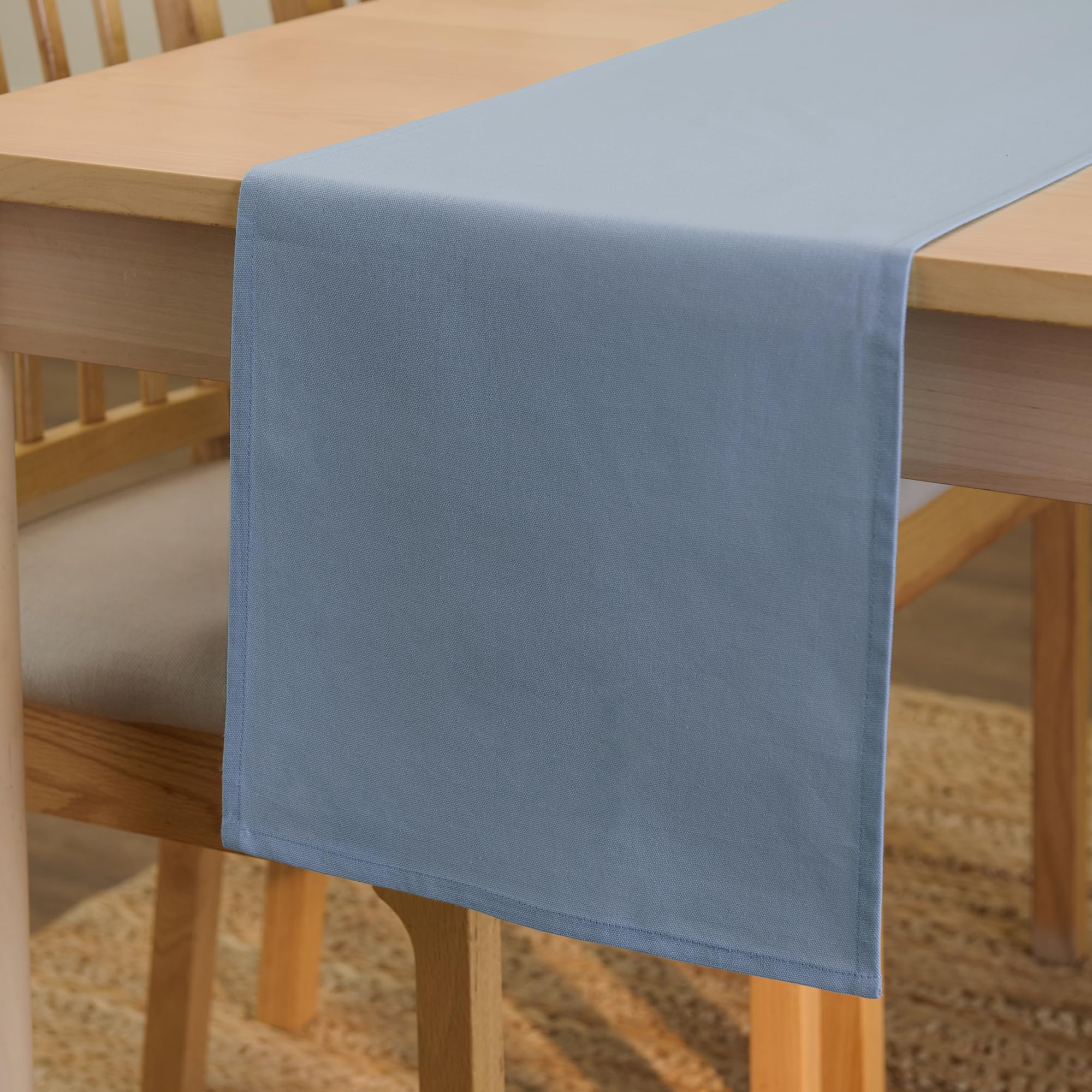 Encasa XO Table Runner 13"x72" Long | Cotton Canvas Fabric | Leaf Green Solid Color | Machine Washable & Durable