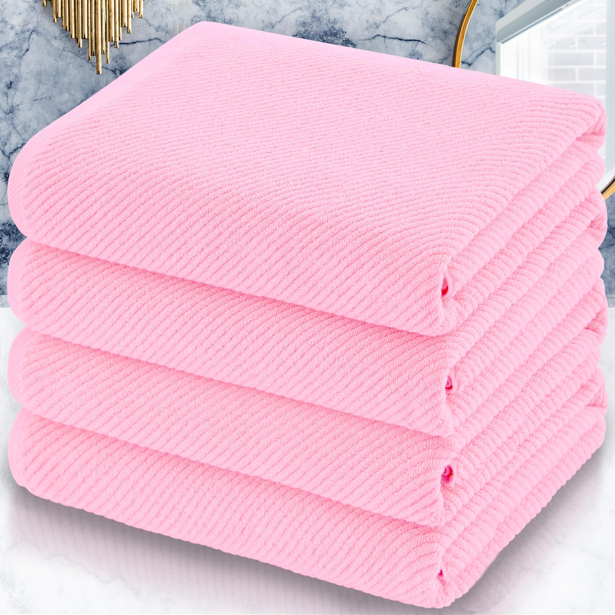 VOOVA & MOVAS Bath Towel Sets - 100% Cotton | Quick Dry | Light Weight | Thick | Soft, Beige Towels Set of 6, 2 Large Bath 30" x 56", 2 Hand 18" x 28", 2 Washcloths 13" x 13", Tan Towel Gift Set