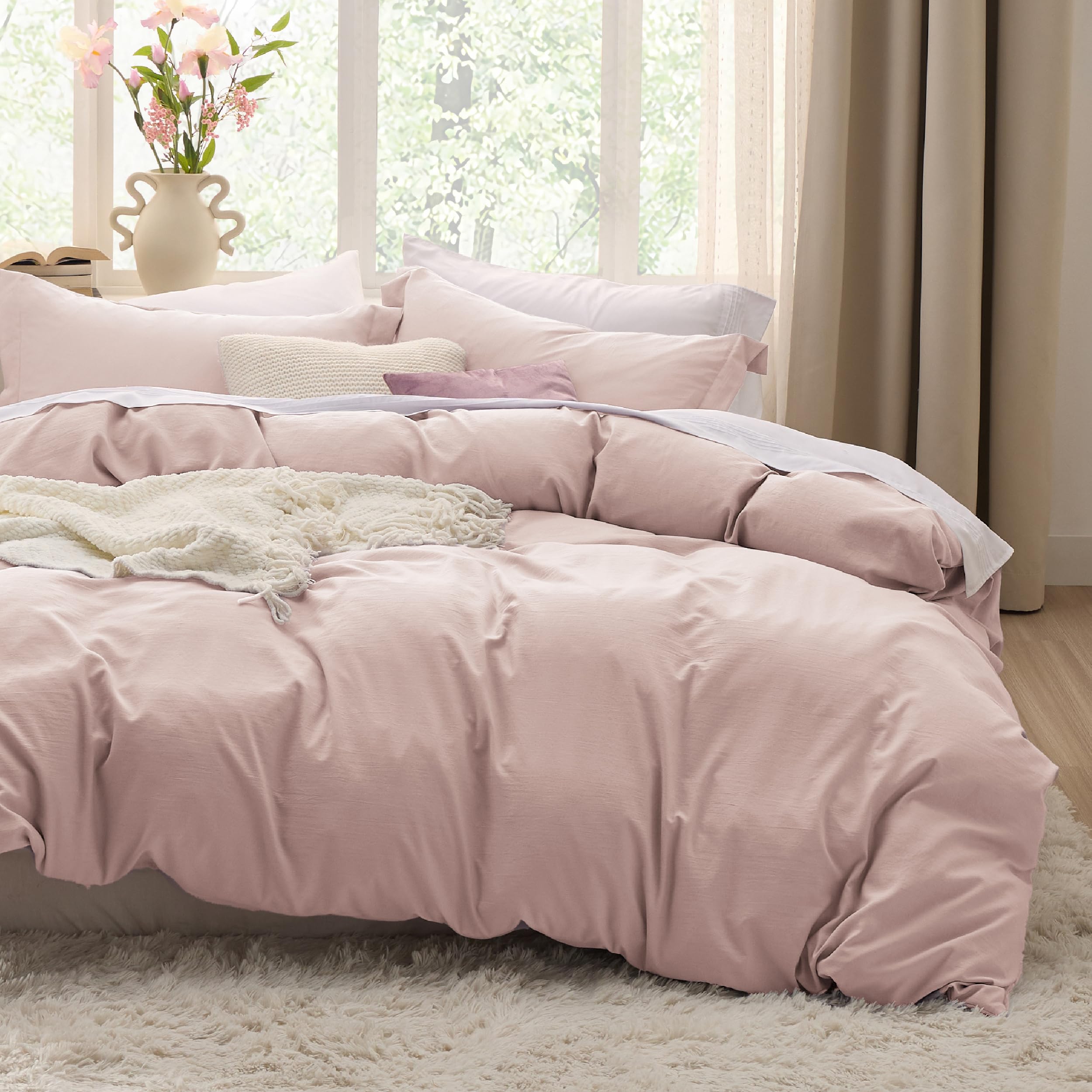 Bedsure White Duvet Cover Queen Size - 3 Pieces Prewashed Cotton-Like Polyester Extra Soft Bedding Set, Includes 1 Duvet Cover 90x90 Inches with Zipper Closure & 2 Pillow Shams, Comforter Not Included
