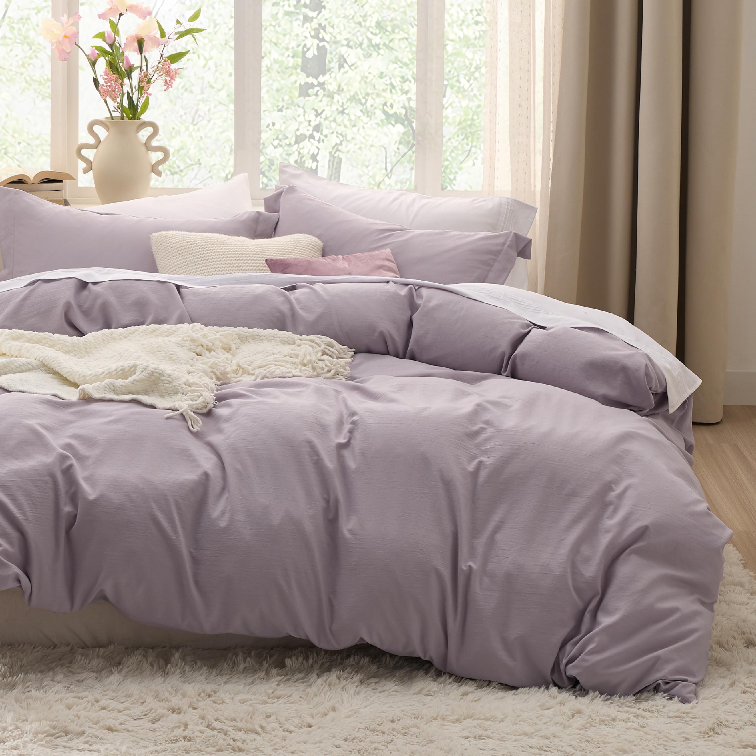 Bedsure White Duvet Cover Queen Size - 3 Pieces Prewashed Cotton-Like Polyester Extra Soft Bedding Set, Includes 1 Duvet Cover 90x90 Inches with Zipper Closure & 2 Pillow Shams, Comforter Not Included