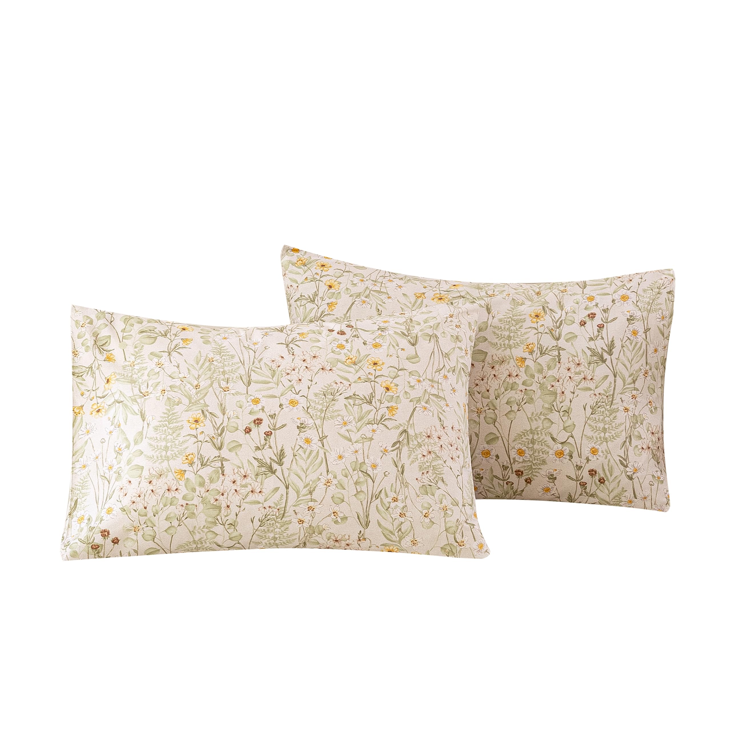 ECOCOTT 100% Cotton Pillowcases Standard Size, Floral Print Pattern Pillow Cover 4 Pack, Super Soft Envelope Closure Standard Pillow Case Set (Standard, 20"x26")
