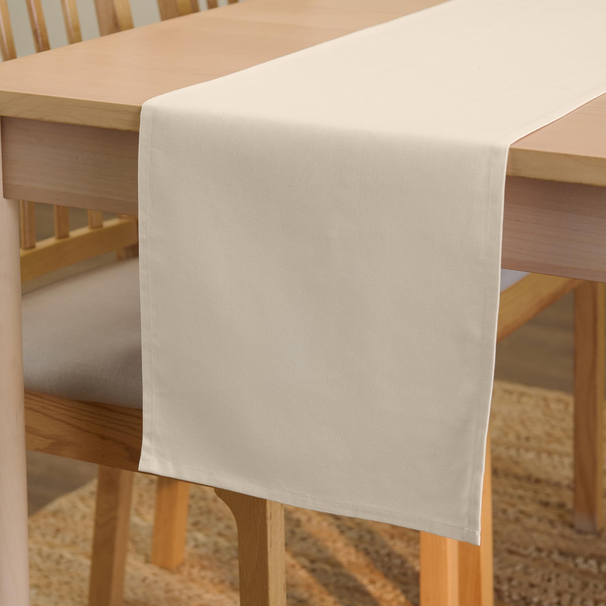 Encasa XO Table Runner 13"x72" Long | Cotton Canvas Fabric | Leaf Green Solid Color | Machine Washable & Durable