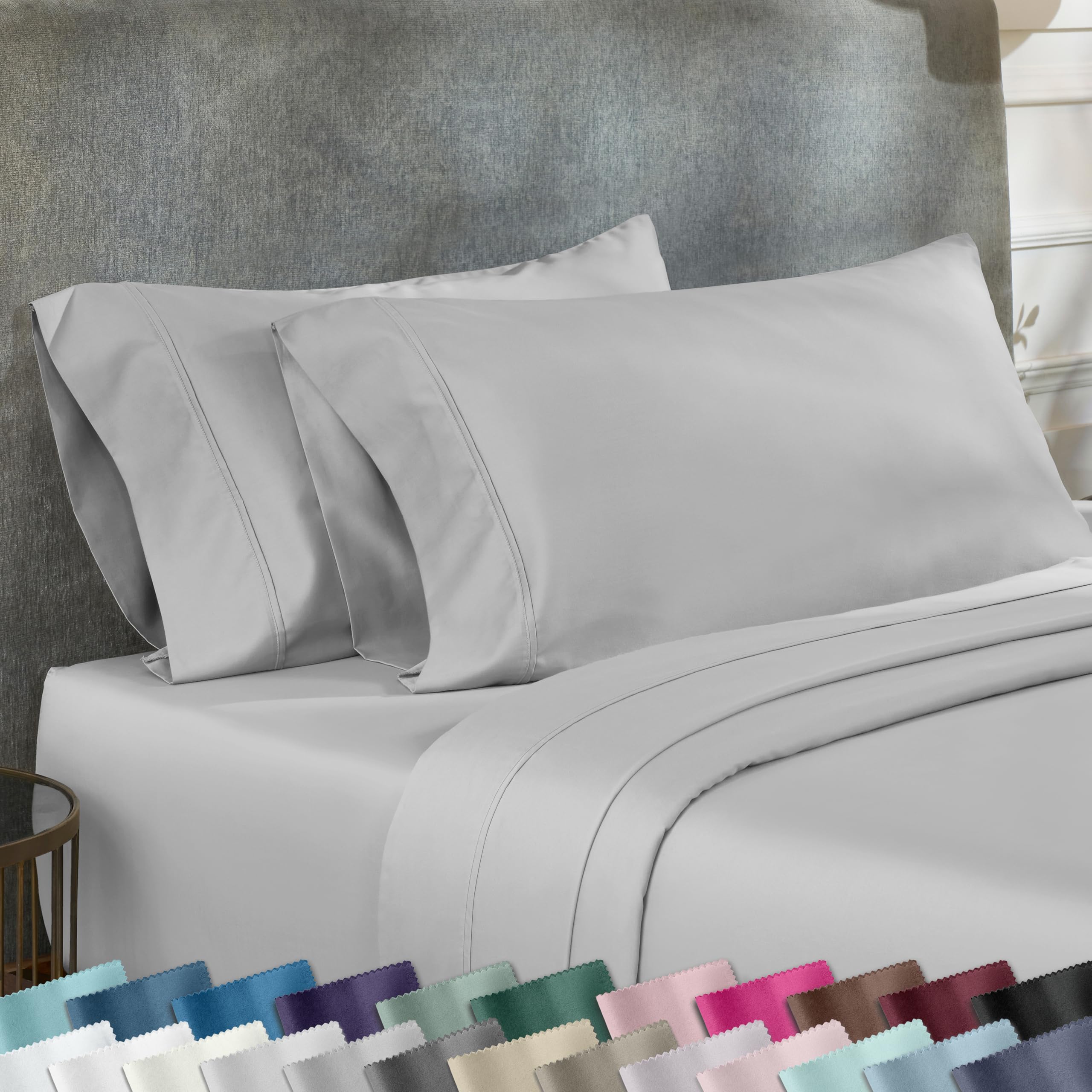 California Design Den Standard Queen Size Pillowcase Set - 400 Thread Count, 100% Cotton Sateen, Set of 2 Pillow Covers, Soft and Breathable - Bright White
