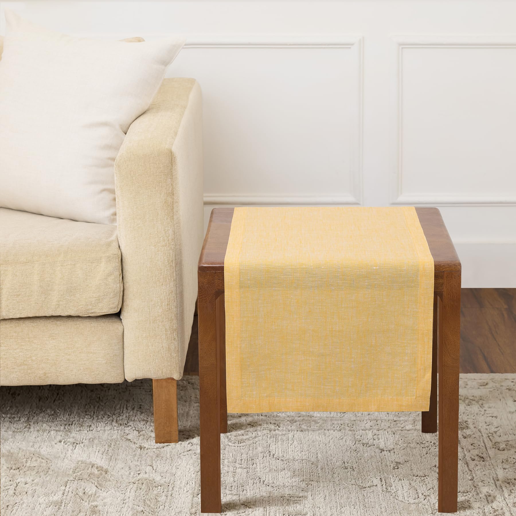 Solino Home Linen Table Runner 72 Inches Long - Athena, 100% Pure Linen Light Natural Table Runner 14 x 72 Inch for Dining, Spring, Summer