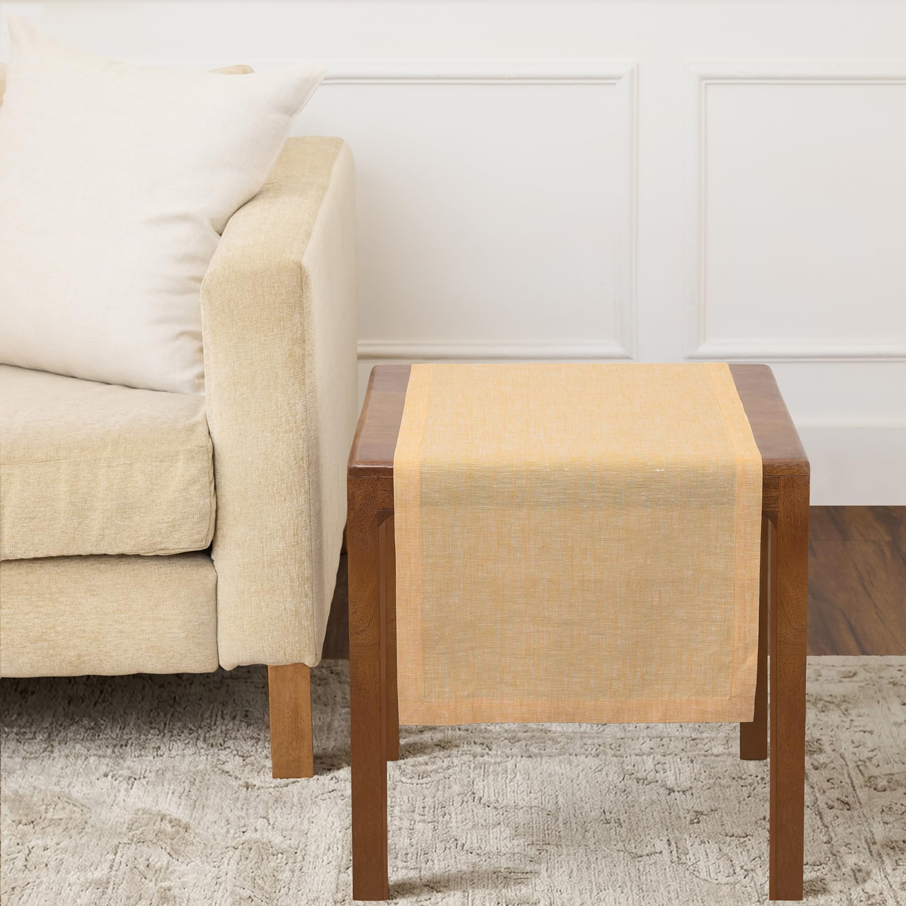 Solino Home Linen Table Runner 72 Inches Long - Athena, 100% Pure Linen Light Natural Table Runner 14 x 72 Inch for Dining, Spring, Summer