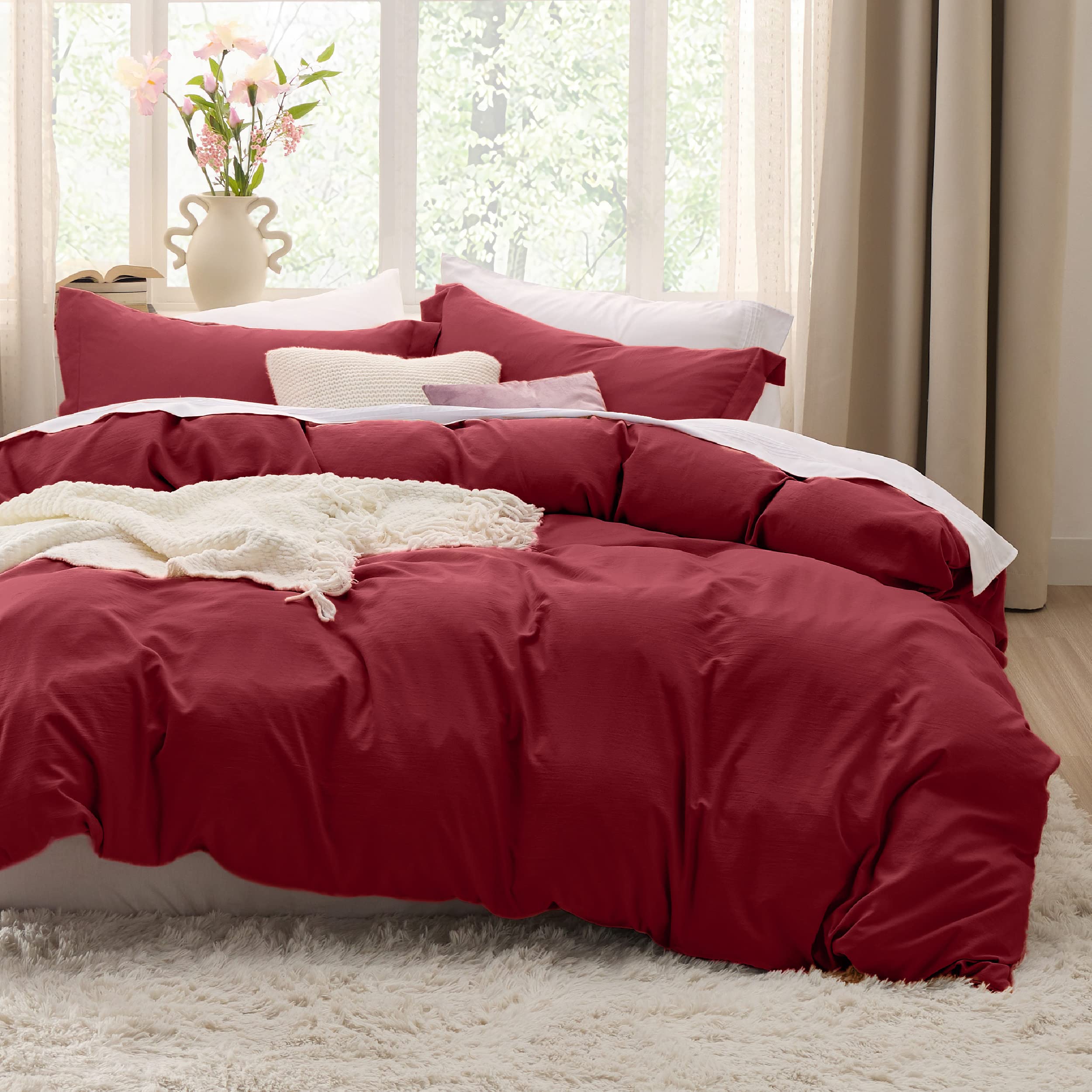 Bedsure White Duvet Cover Queen Size - 3 Pieces Prewashed Cotton-Like Polyester Extra Soft Bedding Set, Includes 1 Duvet Cover 90x90 Inches with Zipper Closure & 2 Pillow Shams, Comforter Not Included