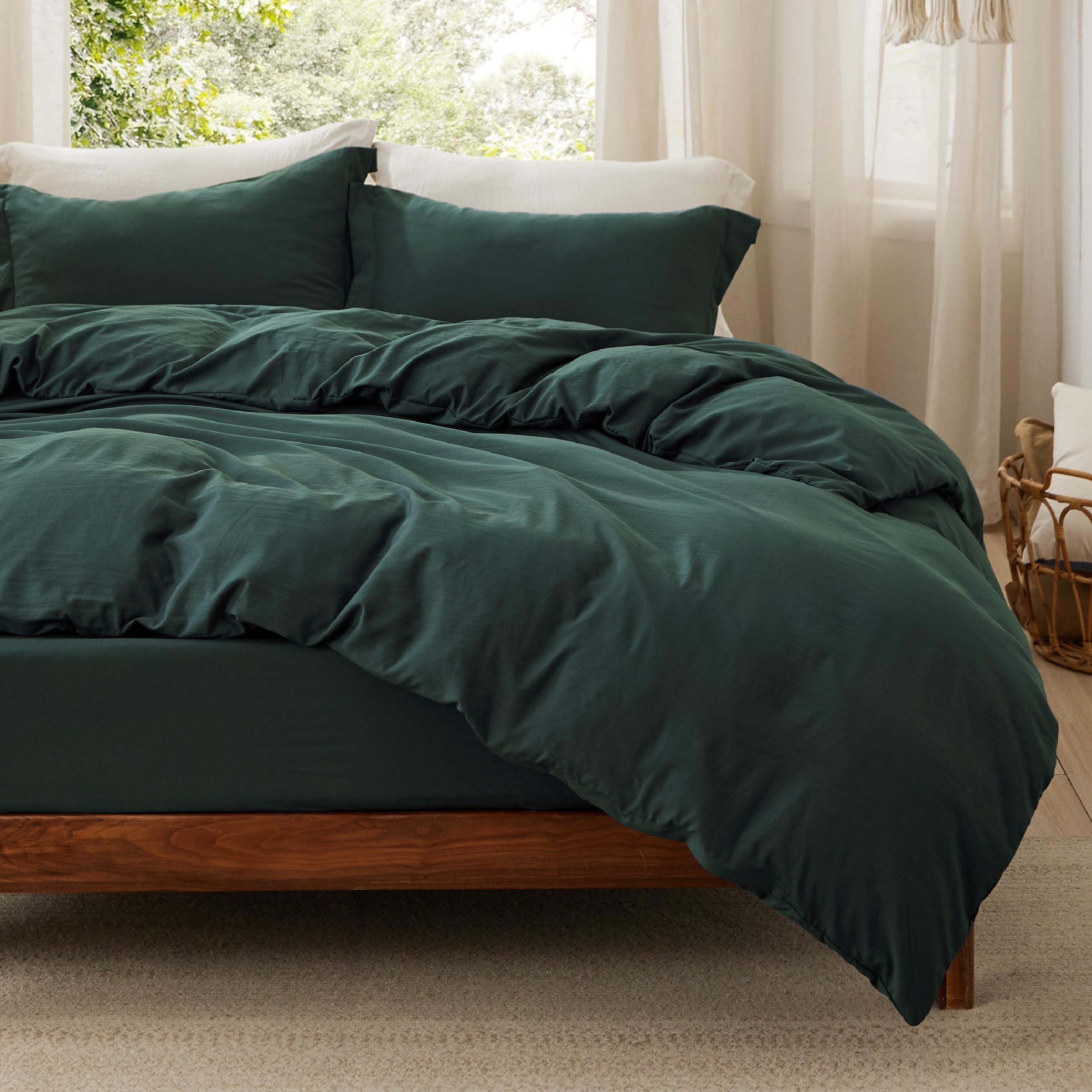 Bedsure White Duvet Cover Queen Size - 3 Pieces Prewashed Cotton-Like Polyester Extra Soft Bedding Set, Includes 1 Duvet Cover 90x90 Inches with Zipper Closure & 2 Pillow Shams, Comforter Not Included