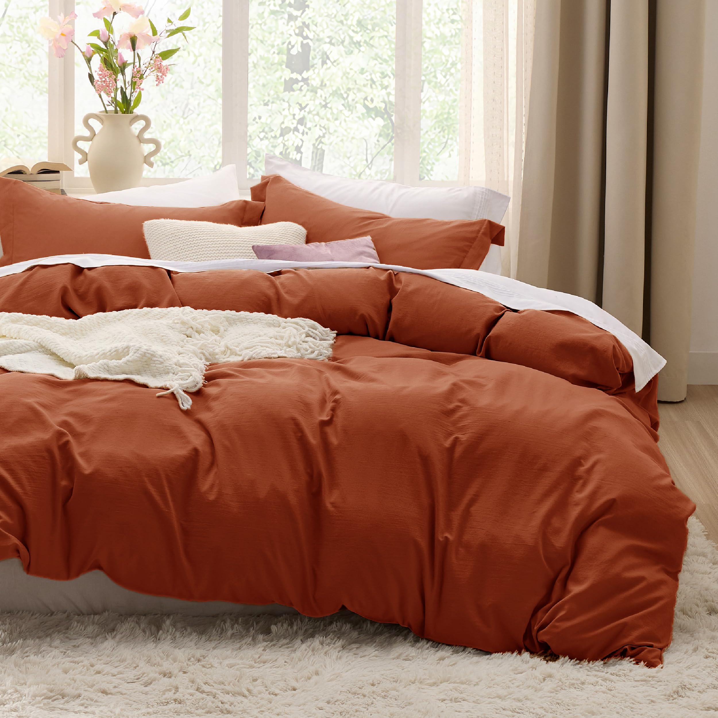 Bedsure White Duvet Cover Queen Size - 3 Pieces Prewashed Cotton-Like Polyester Extra Soft Bedding Set, Includes 1 Duvet Cover 90x90 Inches with Zipper Closure & 2 Pillow Shams, Comforter Not Included