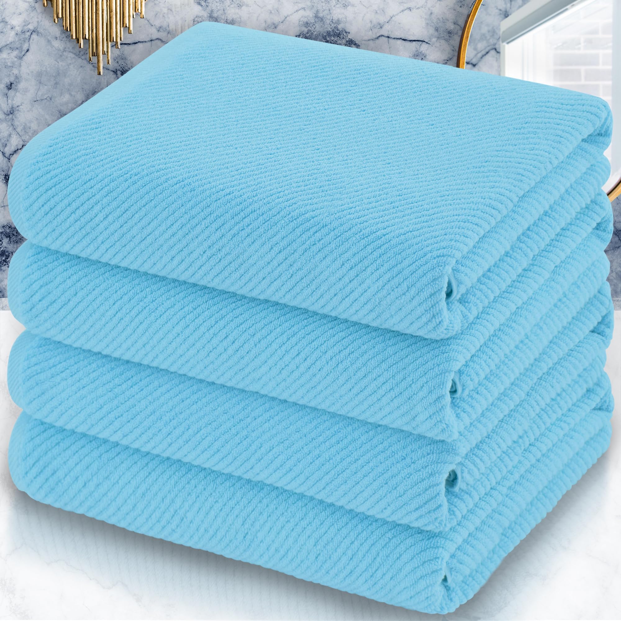 VOOVA & MOVAS Bath Towel Sets - 100% Cotton | Quick Dry | Light Weight | Thick | Soft, Beige Towels Set of 6, 2 Large Bath 30" x 56", 2 Hand 18" x 28", 2 Washcloths 13" x 13", Tan Towel Gift Set