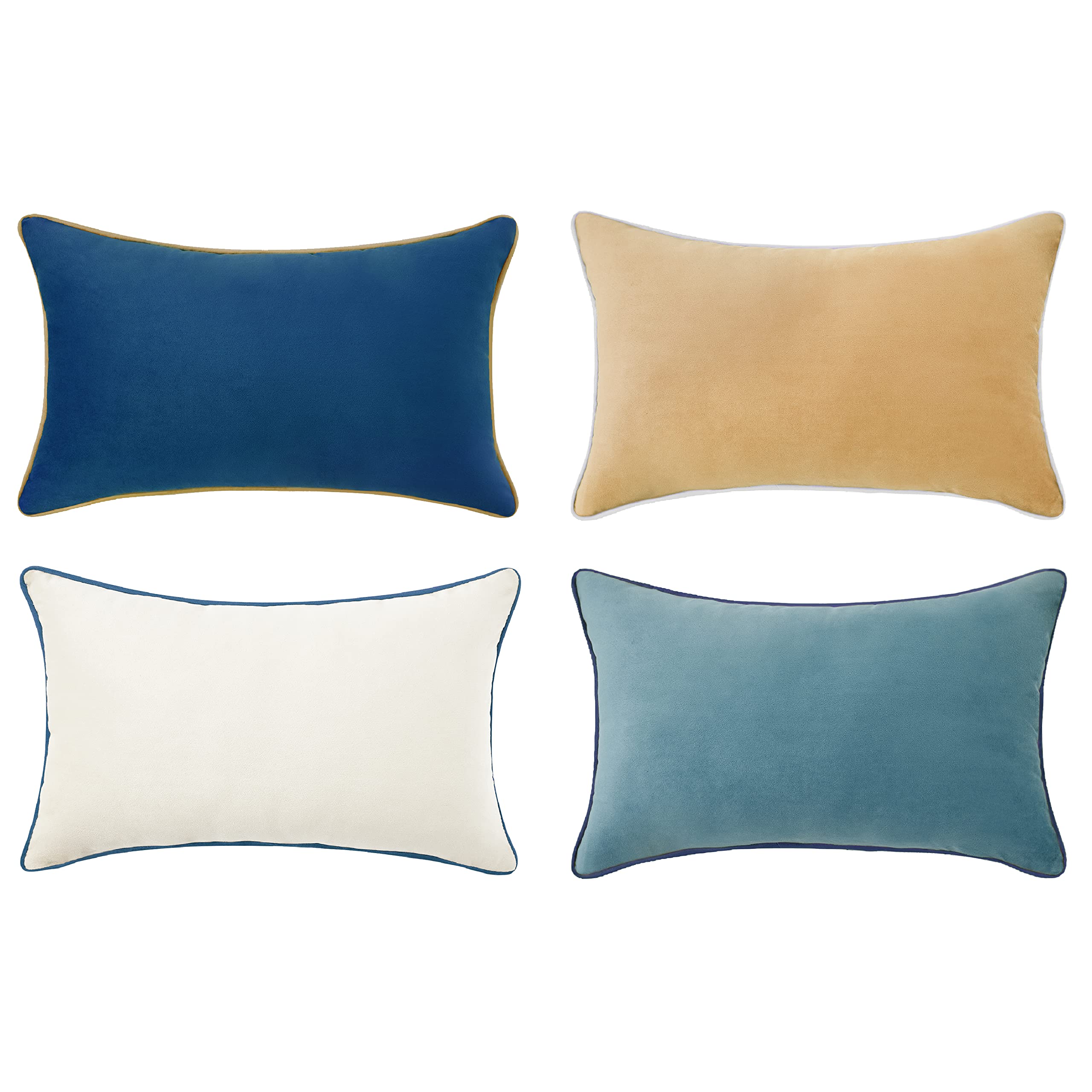MONDAY MOOSE Decorative Throw Pillow Covers Cushion Cases, Set of 4 Soft Velvet Modern Double-Sided Designs, Mix and Match for Home Decor, Pillow Inserts Not Included (18x18 inch, Orange/Teal)