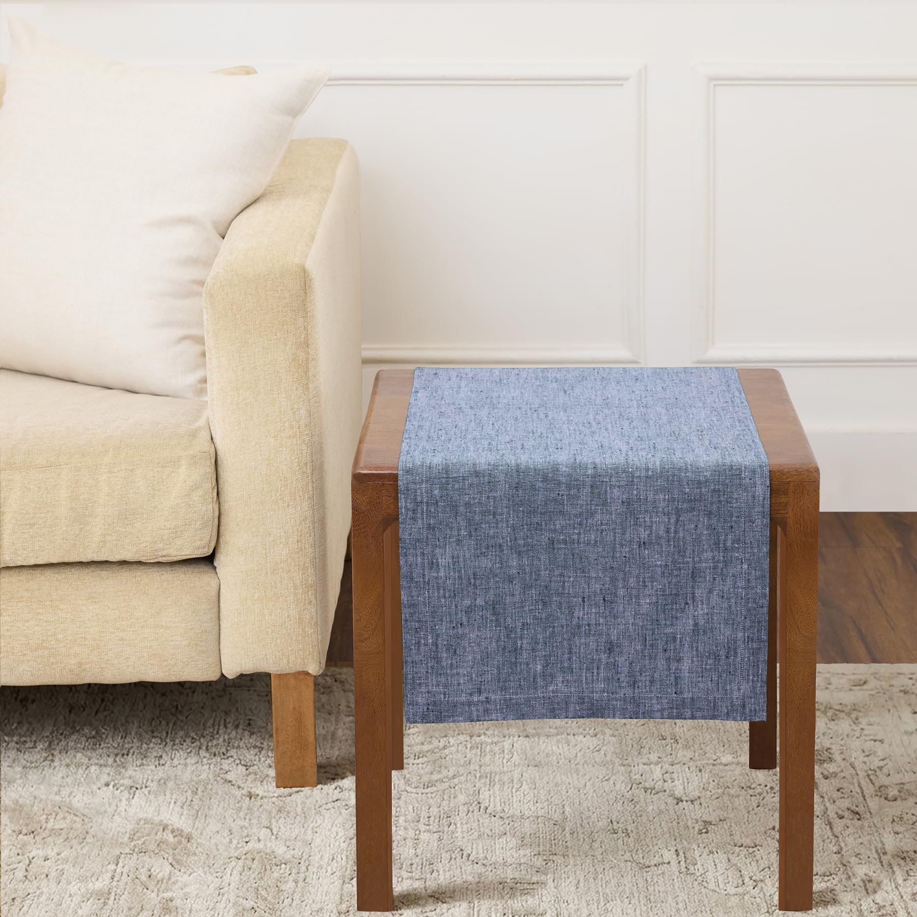 Solino Home Linen Table Runner 72 Inches Long - Athena, 100% Pure Linen Light Natural Table Runner 14 x 72 Inch for Dining, Spring, Summer