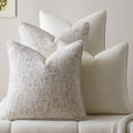 a moment Khaki 4 Pack Throw Pillow Covers - Chenille & Velvet Set with Piping, Farmhouse Textured Design Cushion Cases for Couch Sofa Bed (20x20 Inch, No Insert)