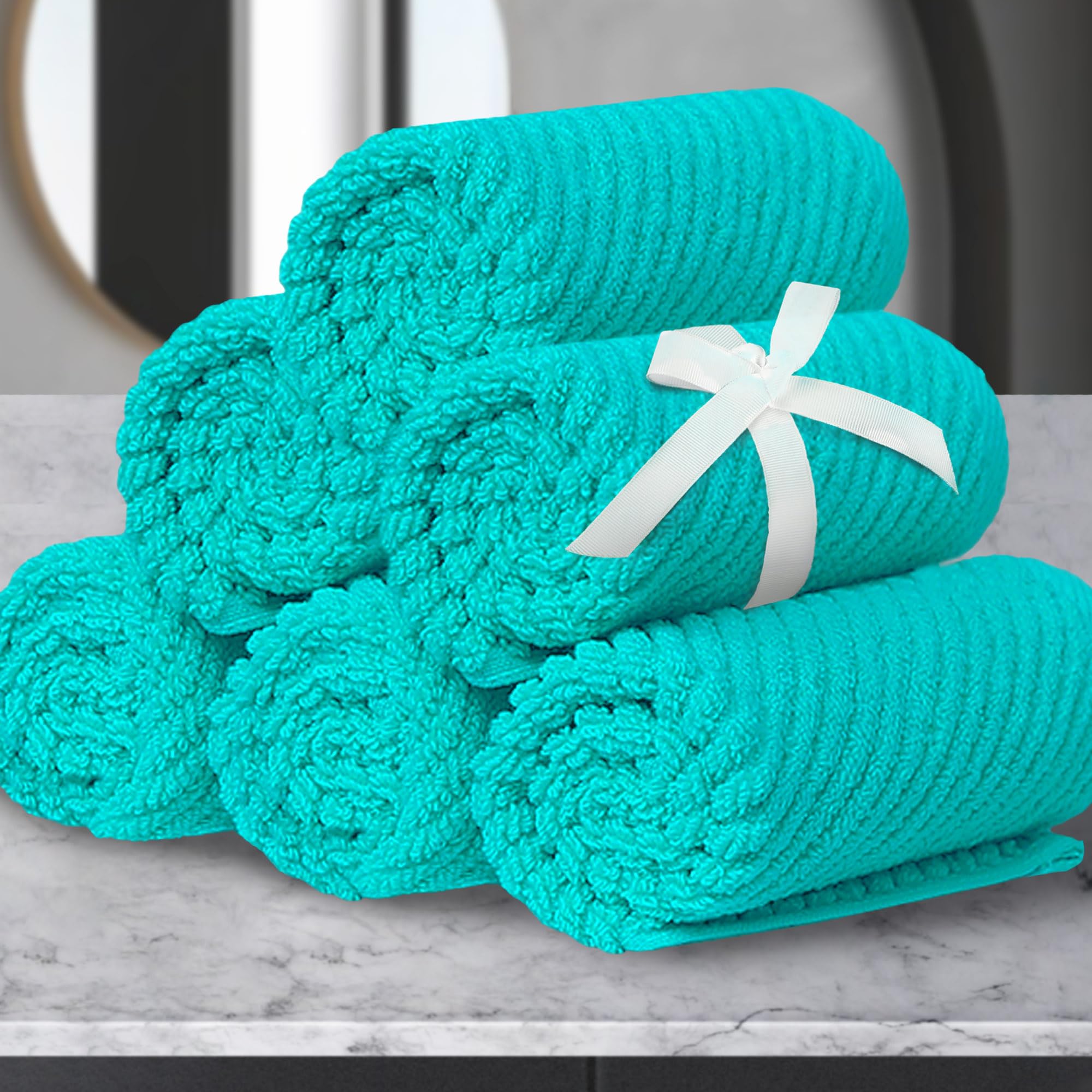 VOOVA & MOVAS Bath Towel Sets - 100% Cotton | Quick Dry | Light Weight | Thick | Soft, Beige Towels Set of 6, 2 Large Bath 30" x 56", 2 Hand 18" x 28", 2 Washcloths 13" x 13", Tan Towel Gift Set