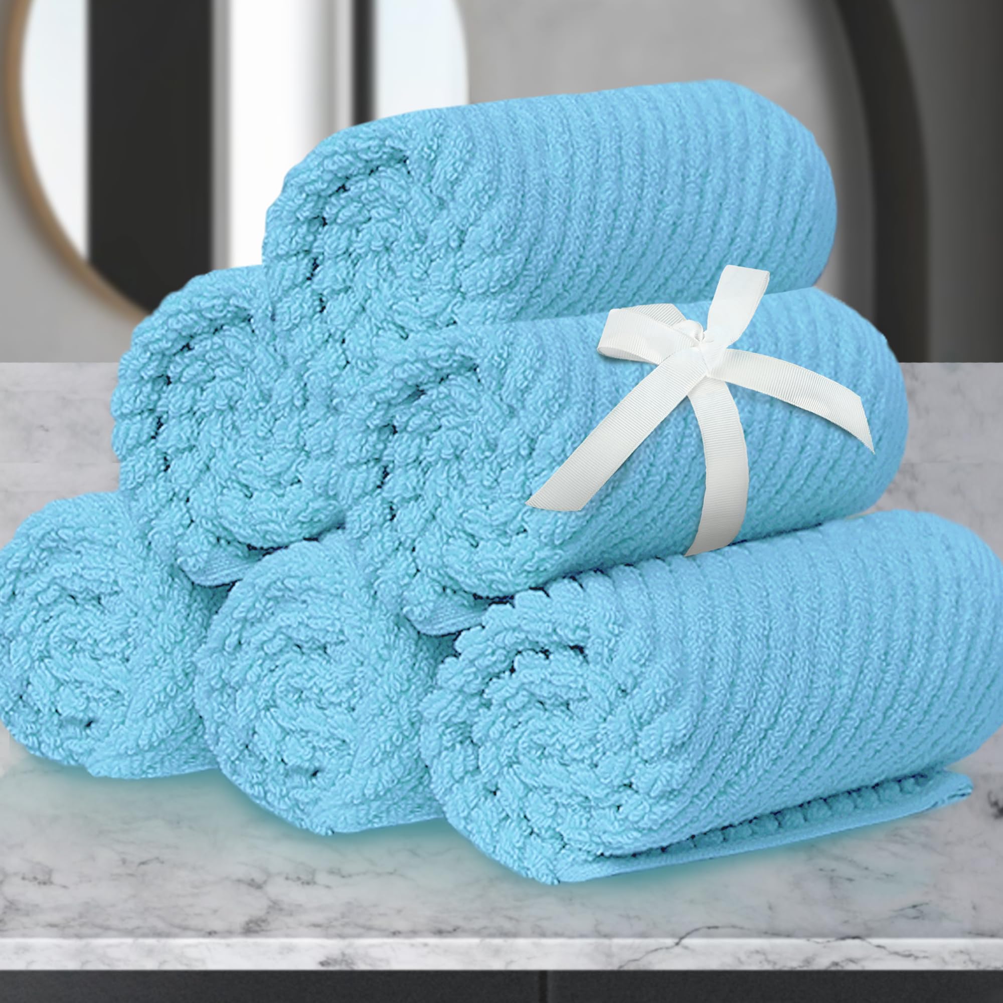 VOOVA & MOVAS Bath Towel Sets - 100% Cotton | Quick Dry | Light Weight | Thick | Soft, Beige Towels Set of 6, 2 Large Bath 30" x 56", 2 Hand 18" x 28", 2 Washcloths 13" x 13", Tan Towel Gift Set