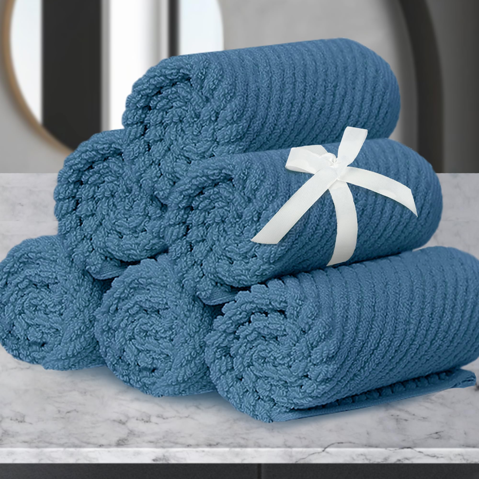 VOOVA & MOVAS Bath Towel Sets - 100% Cotton | Quick Dry | Light Weight | Thick | Soft, Beige Towels Set of 6, 2 Large Bath 30" x 56", 2 Hand 18" x 28", 2 Washcloths 13" x 13", Tan Towel Gift Set