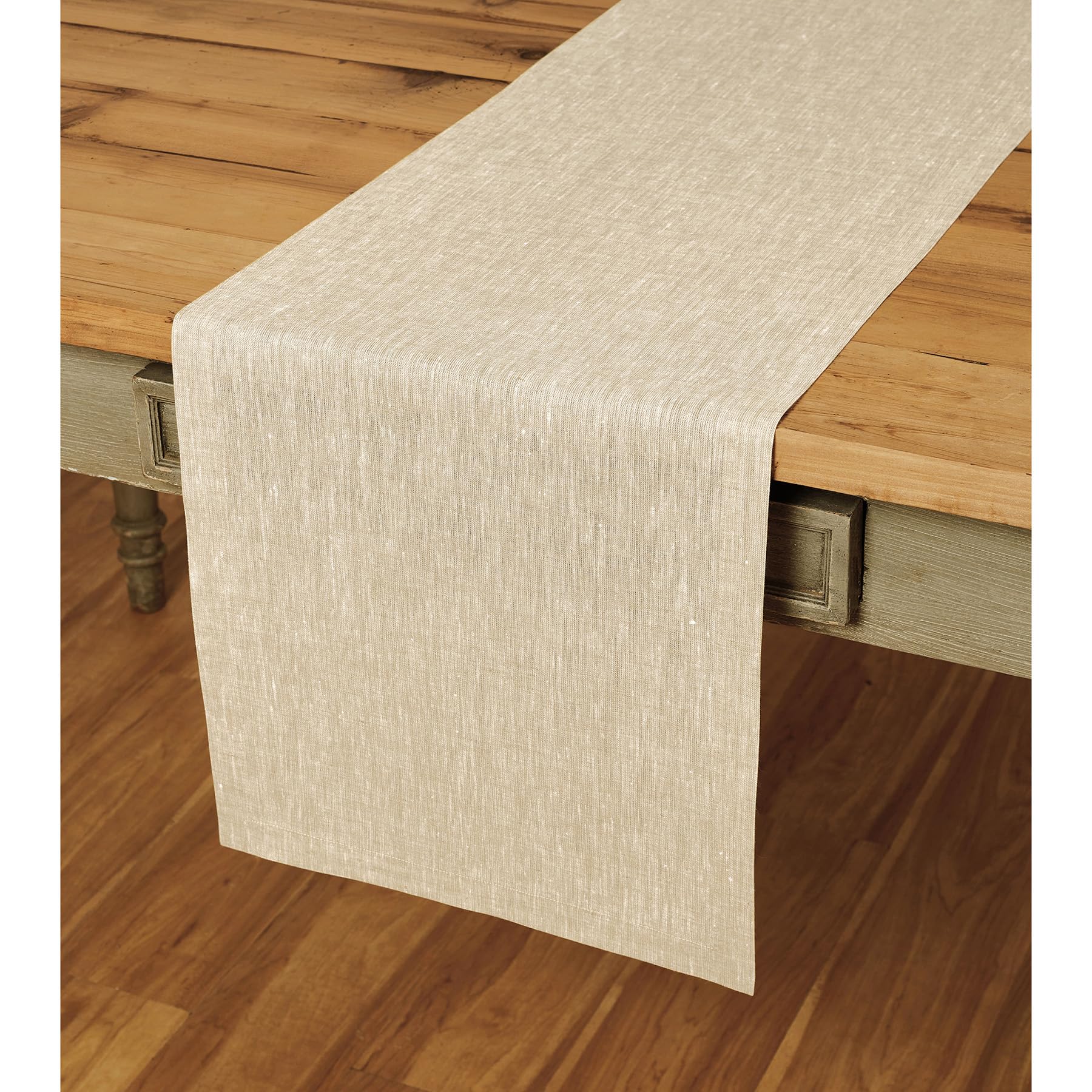 Solino Home Linen Table Runner 72 Inches Long - Athena, 100% Pure Linen Light Natural Table Runner 14 x 72 Inch for Dining, Spring, Summer
