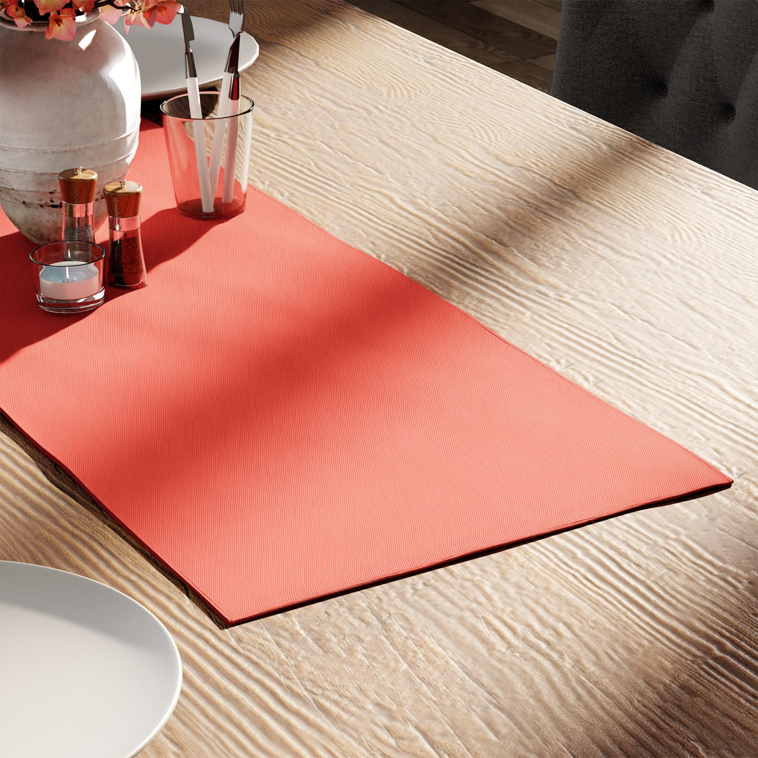 Encasa XO Table Runner 13"x72" Long | Cotton Canvas Fabric | Leaf Green Solid Color | Machine Washable & Durable