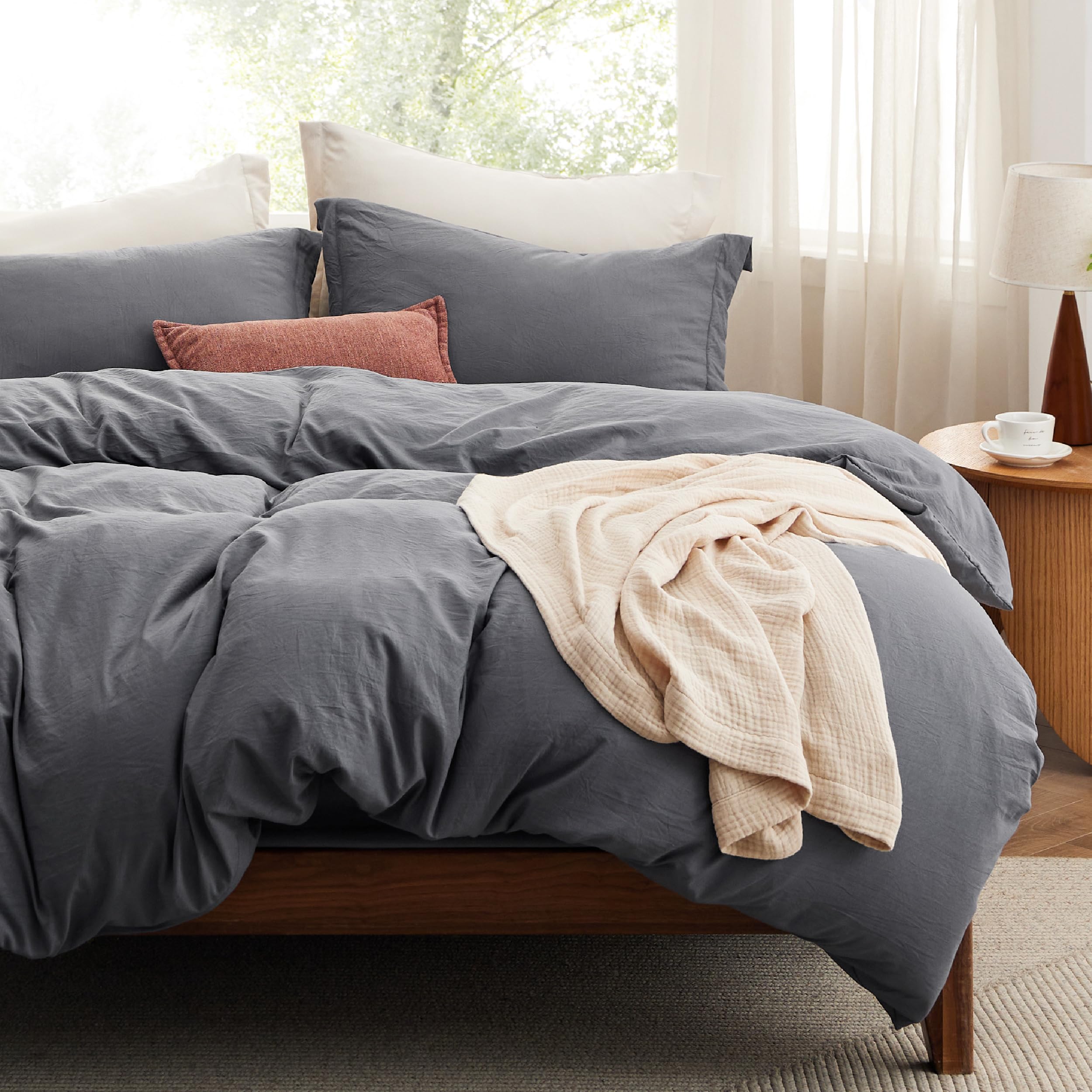 Bedsure White Duvet Cover Queen Size - 3 Pieces Prewashed Cotton-Like Polyester Extra Soft Bedding Set, Includes 1 Duvet Cover 90x90 Inches with Zipper Closure & 2 Pillow Shams, Comforter Not Included