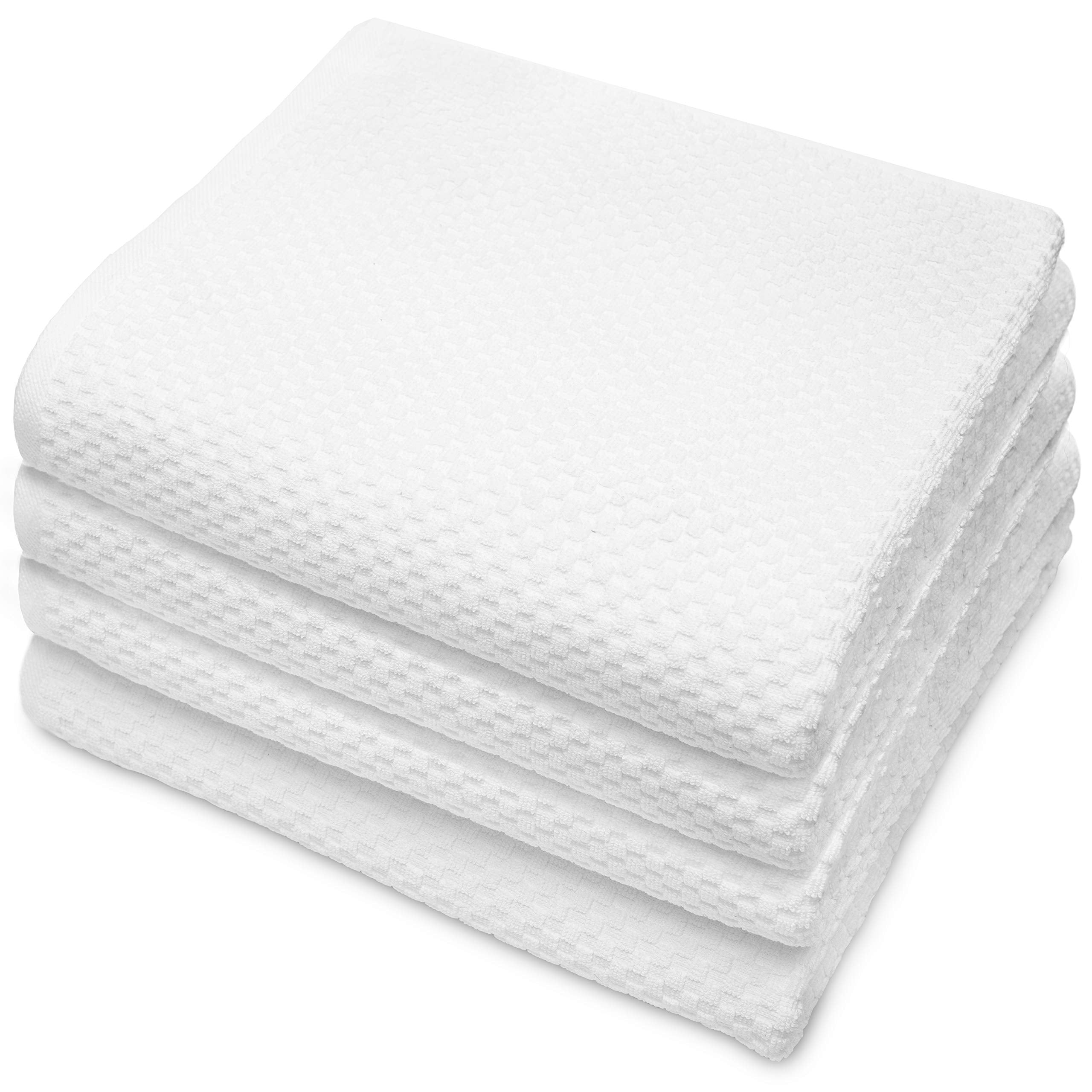 Set of 4 Linen Waffle Weave Bath Towels, 100% Ringspun Cotton 30"×56" Quick Dry Towels