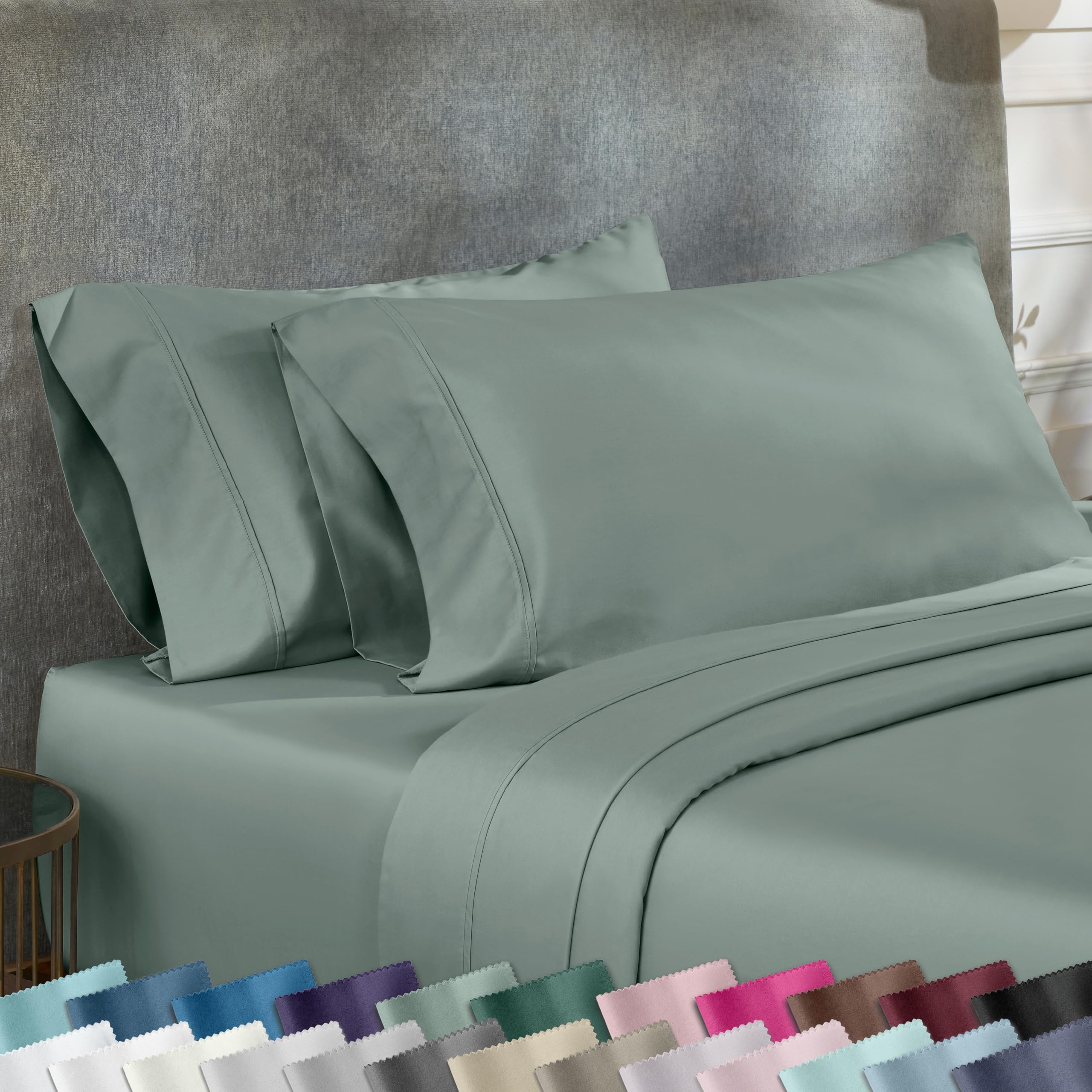 California Design Den Standard Queen Size Pillowcase Set - 400 Thread Count, 100% Cotton Sateen, Set of 2 Pillow Covers, Soft and Breathable - Bright White
