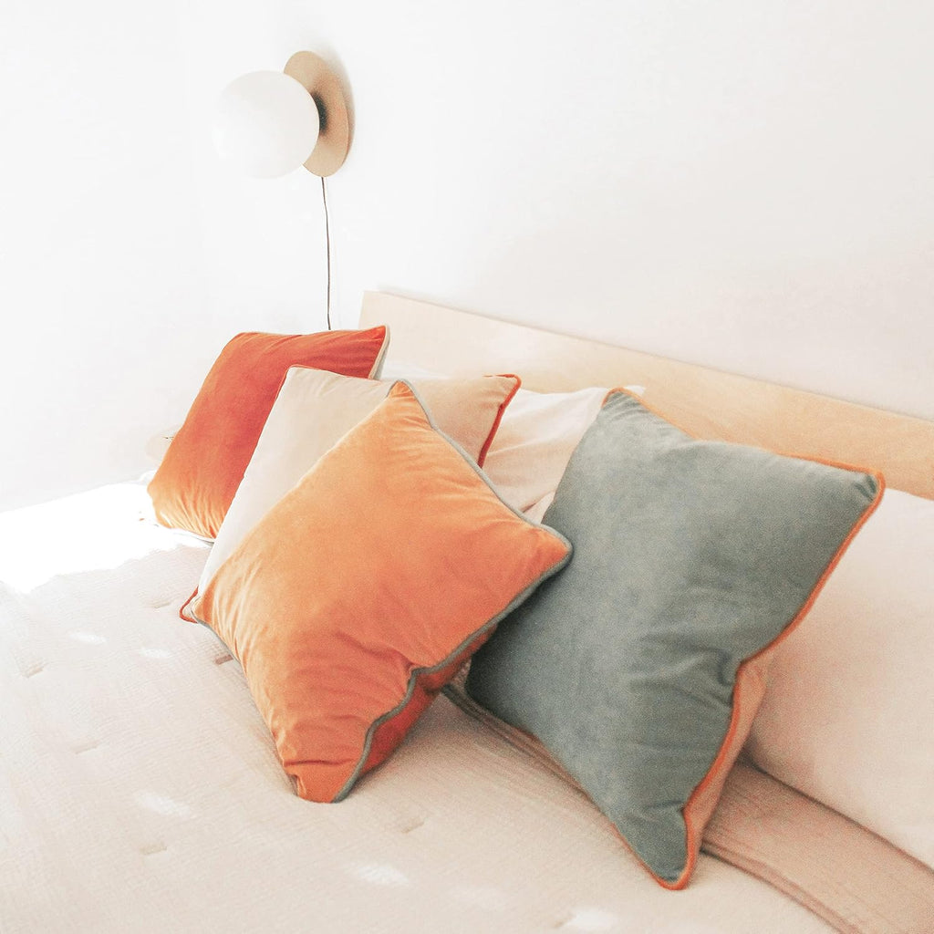 Set of 4 18×18 Inch Double-Sided Velvet Throw Pillow Covers, Orange & Teal