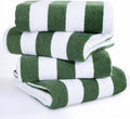 American Soft Linen Cabana Striped Beach Towels, 30x60 inch 4 Piece Oversize Pool Towels, Quick Drying Sand Free Swim Towels, Sage Green