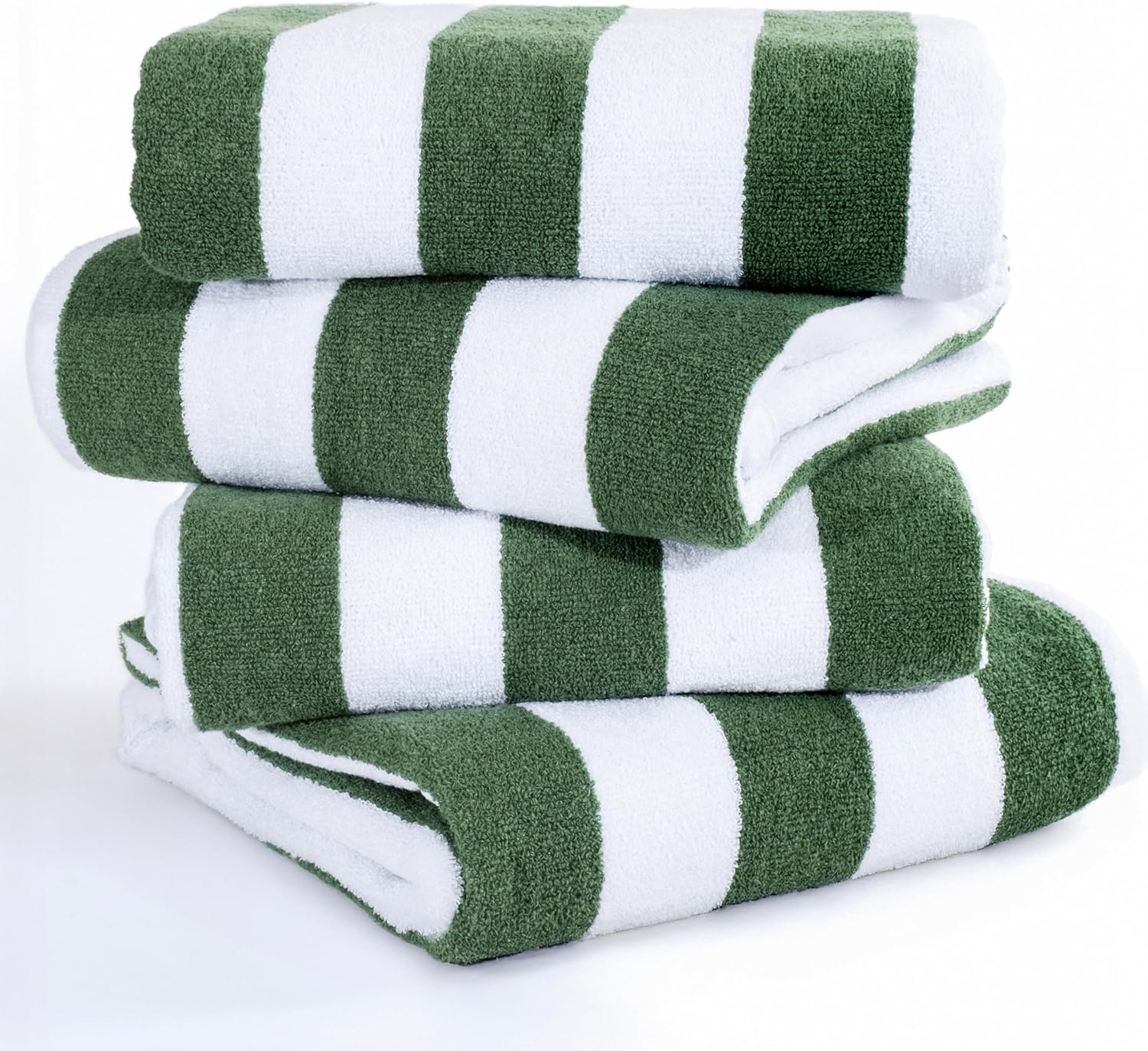 American Soft Linen Cabana Striped Beach Towels, 30x60 inch 4 Piece Oversize Pool Towels, Quick Drying Sand Free Swim Towels, Sage Green