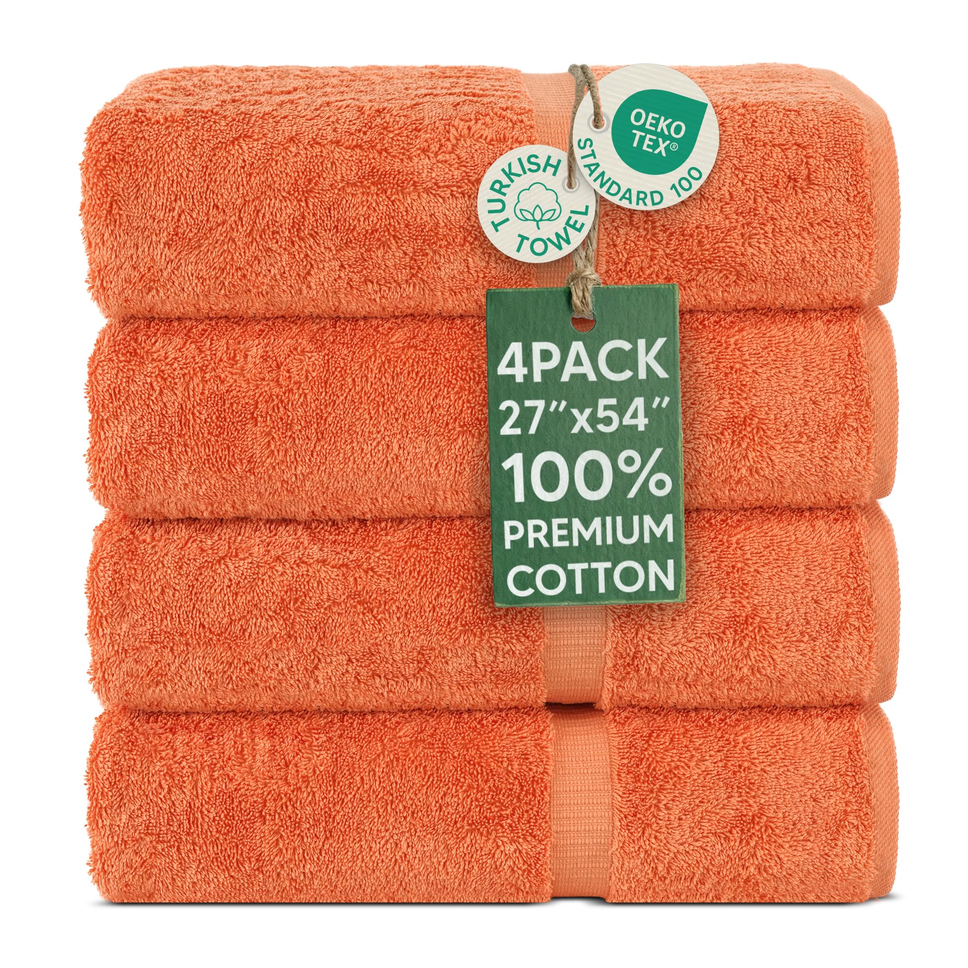 Chakir Turkish Linens 4 Piece Extra Large Bath Towels, 100% Cotton Luxury Turkish Towels for Bathroom, Soft Absorbent Bath Towels, 30 x 60 Inches, Wedgewood