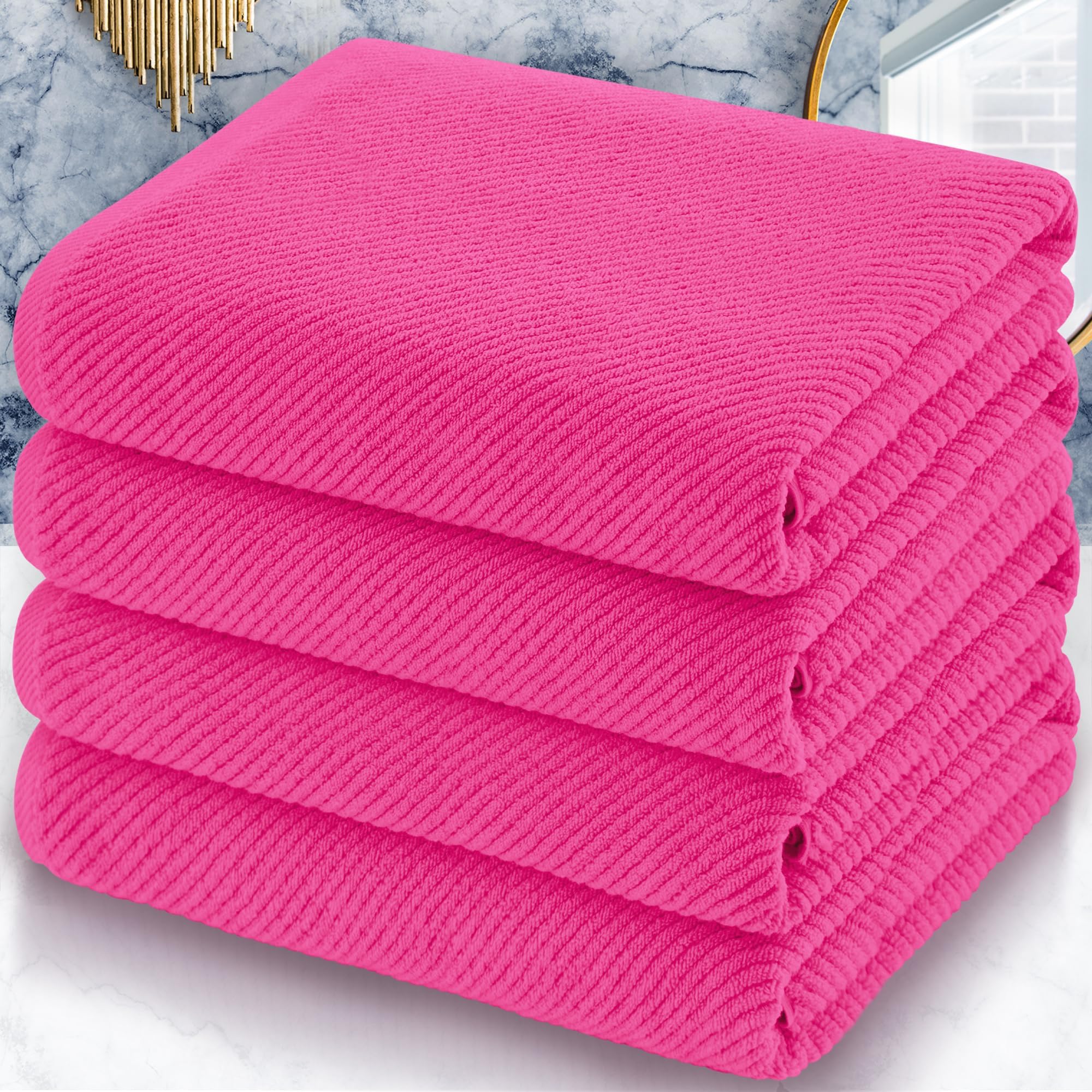 VOOVA & MOVAS Bath Towel Sets - 100% Cotton | Quick Dry | Light Weight | Thick | Soft, Beige Towels Set of 6, 2 Large Bath 30" x 56", 2 Hand 18" x 28", 2 Washcloths 13" x 13", Tan Towel Gift Set