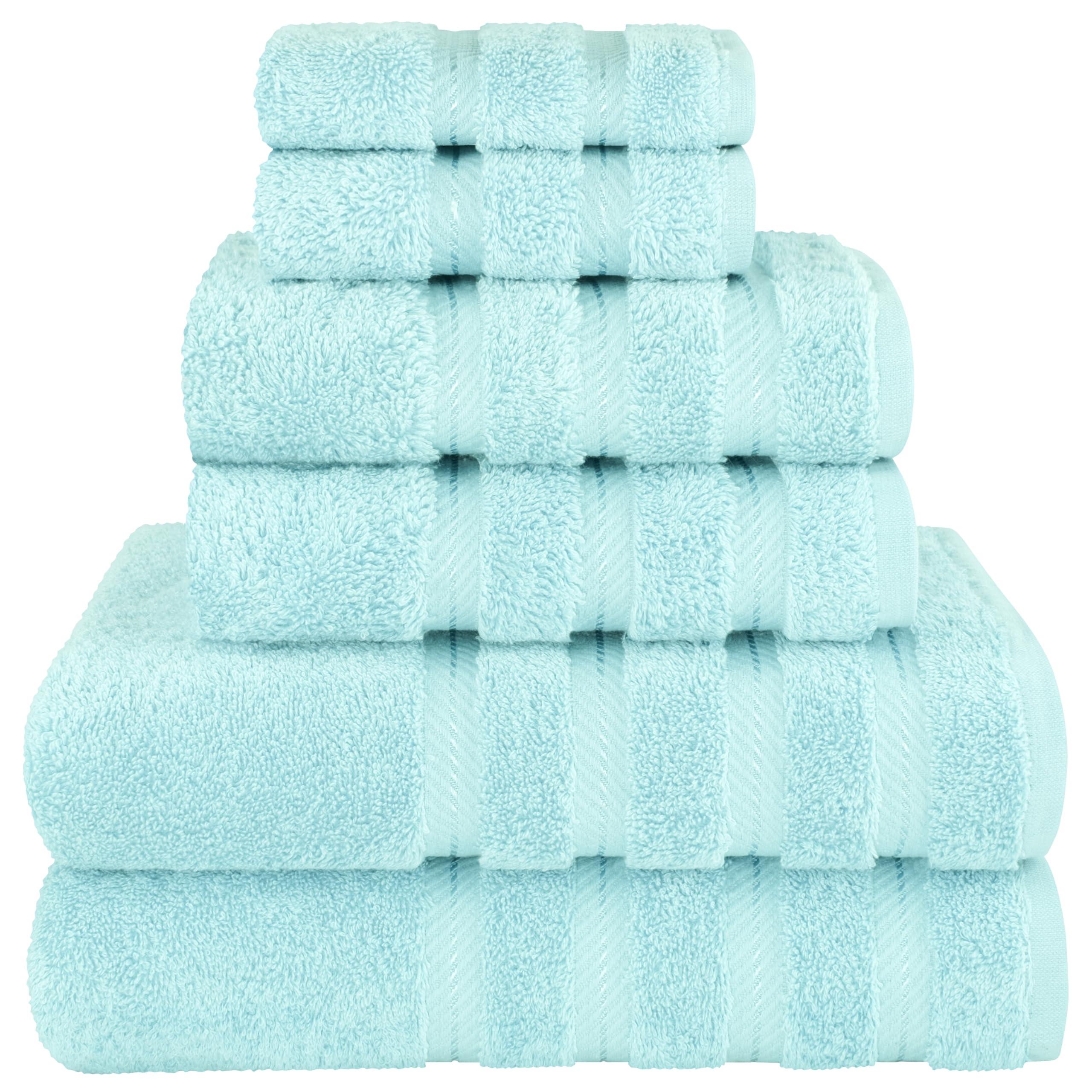 American Soft Linen Luxury 6 Piece Towel Set, 2 Bath Towels 2 Hand Towel 2 Washcloths, 600 GSM 100% Cotton Turkish Towels for Bathroom, Silver Grey Towel Sets