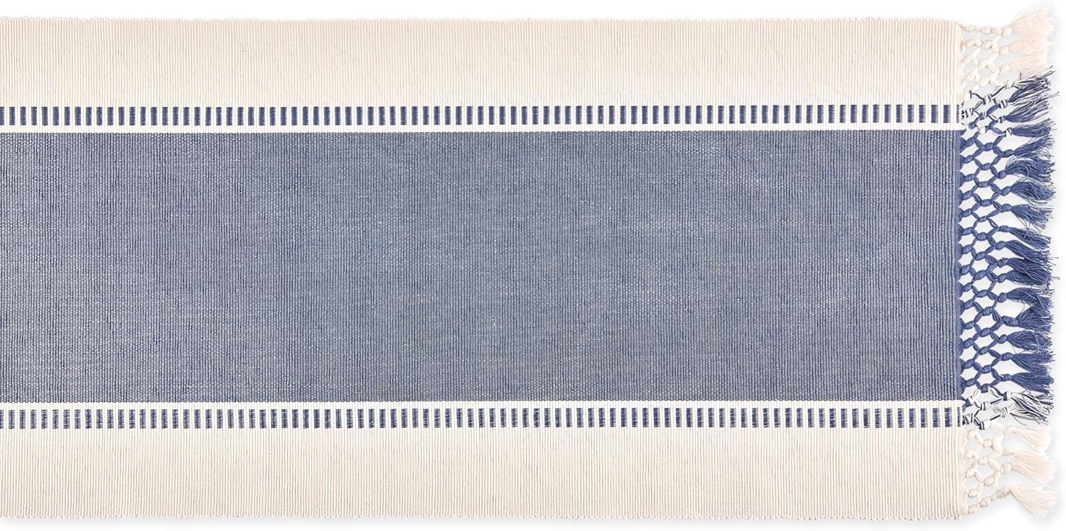 Stripe Woven Table Runner, 13x72-inch, French Blue