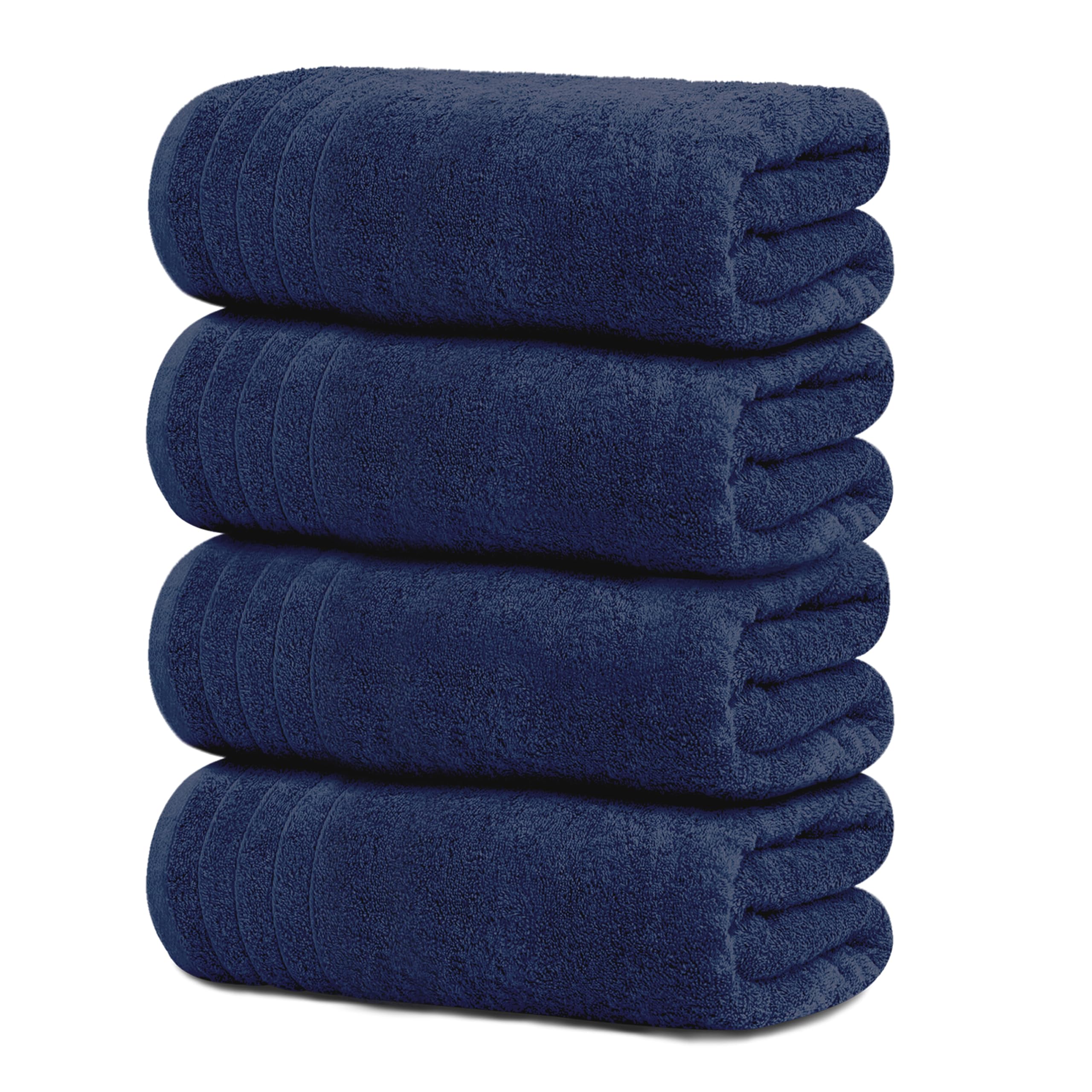 Tens Towels Pack of 4 Extra Large Bath Towels 30 x 60 Inches, 100% Cotton, Larger & Lighter Weight, Quicker to Dry, Super Soft and Absorbent, Perfect for Bathroom, Beige