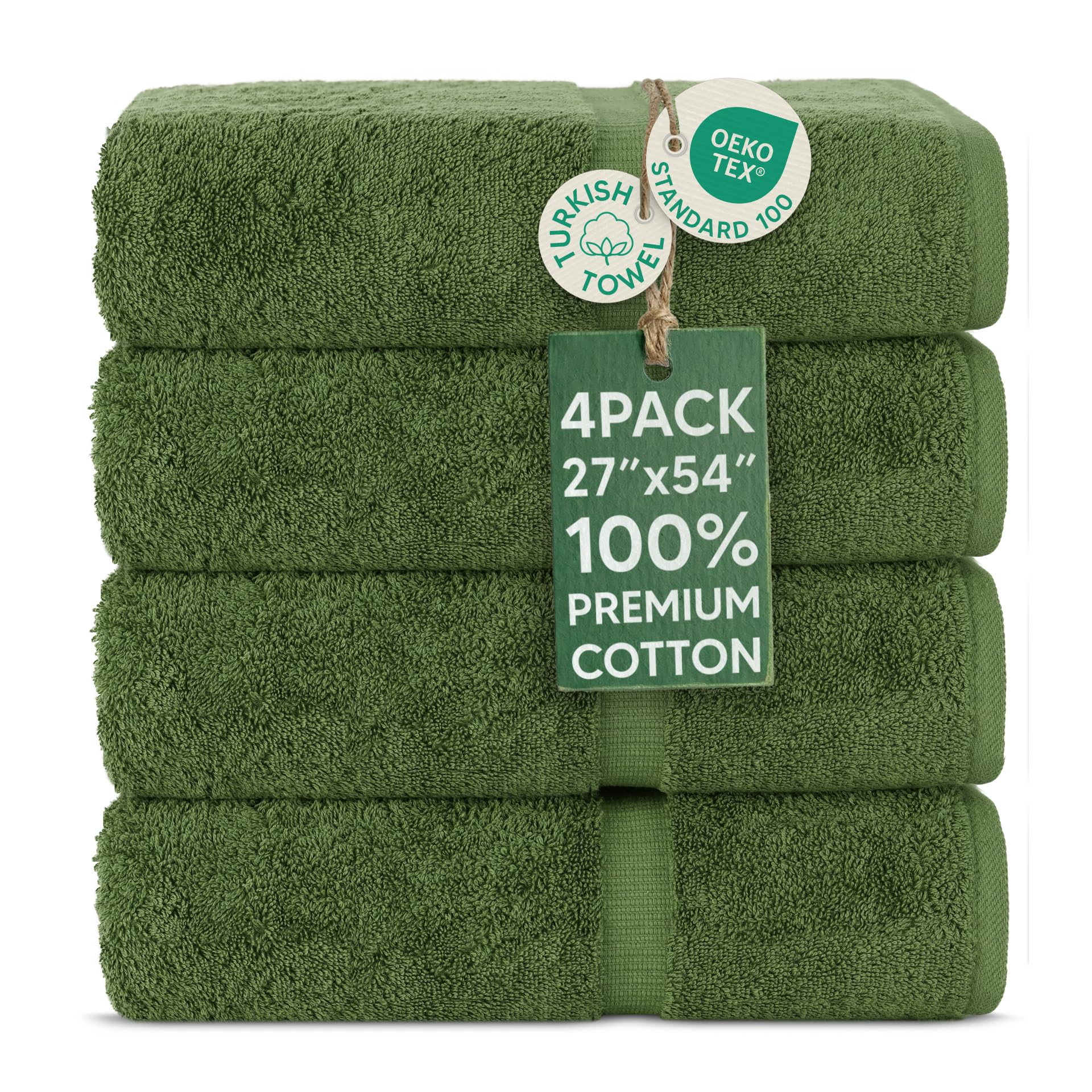 Chakir Turkish Linens 4 Piece Extra Large Bath Towels, 100% Cotton Luxury Turkish Towels for Bathroom, Soft Absorbent Bath Towels, 30 x 60 Inches, Wedgewood