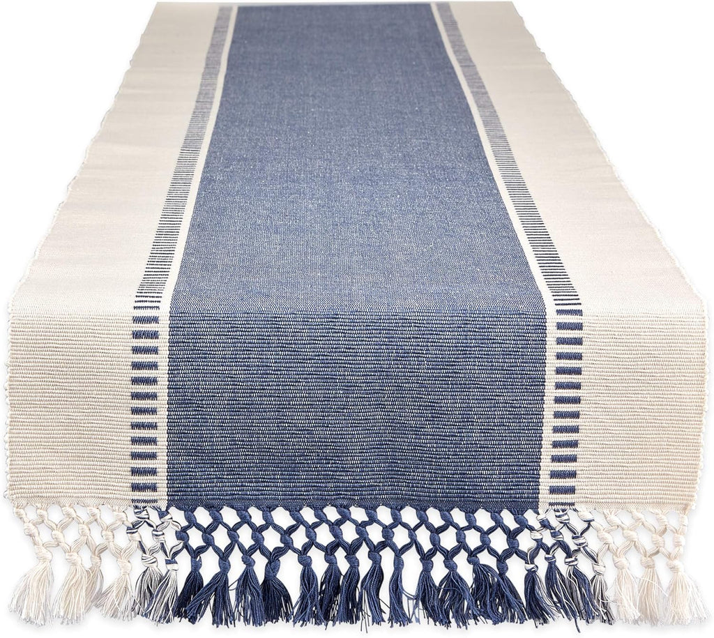 Stripe Woven Table Runner, 13x72-inch, French Blue