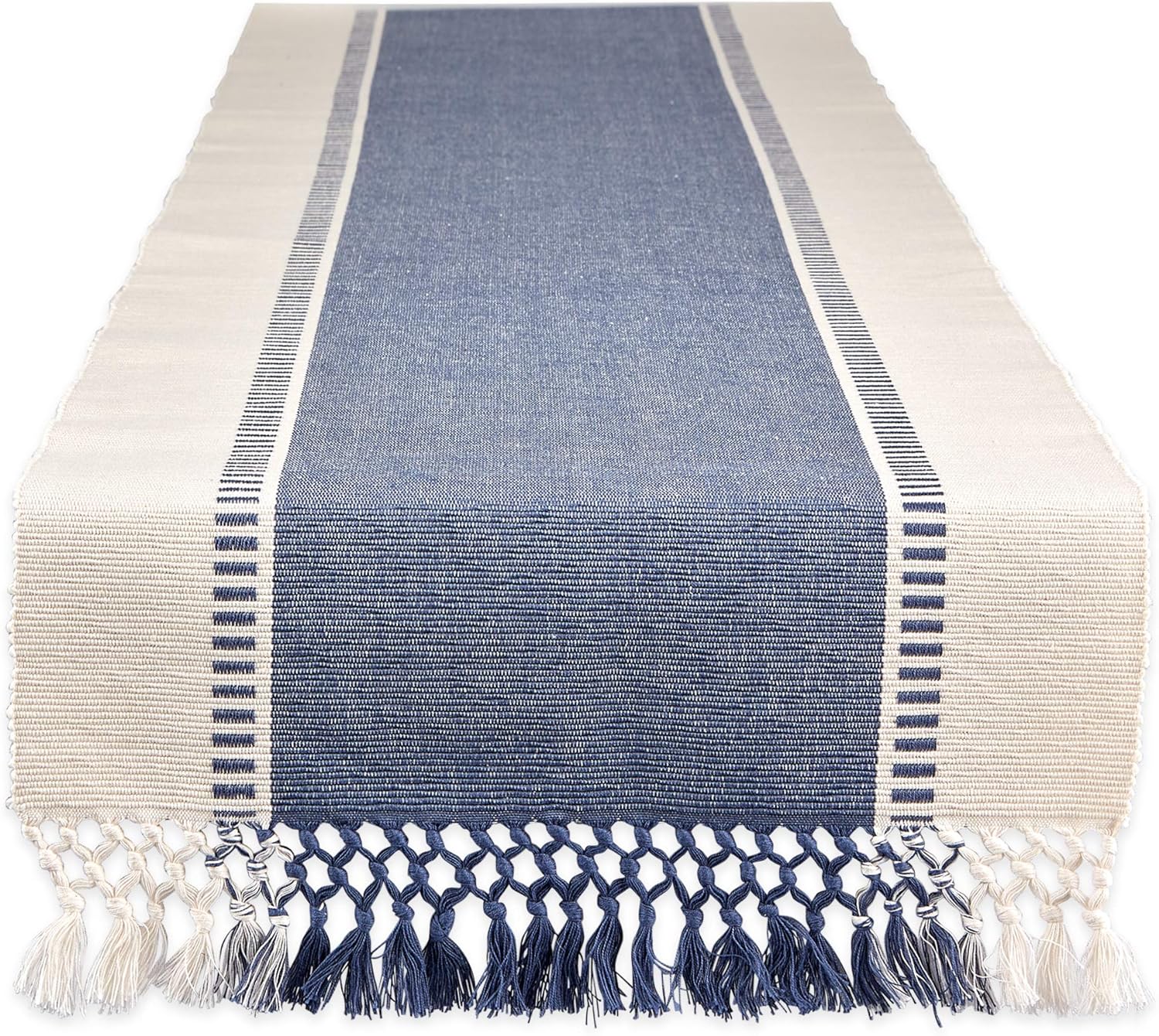 Stripe Woven Table Runner, 13x72-inch, French Blue