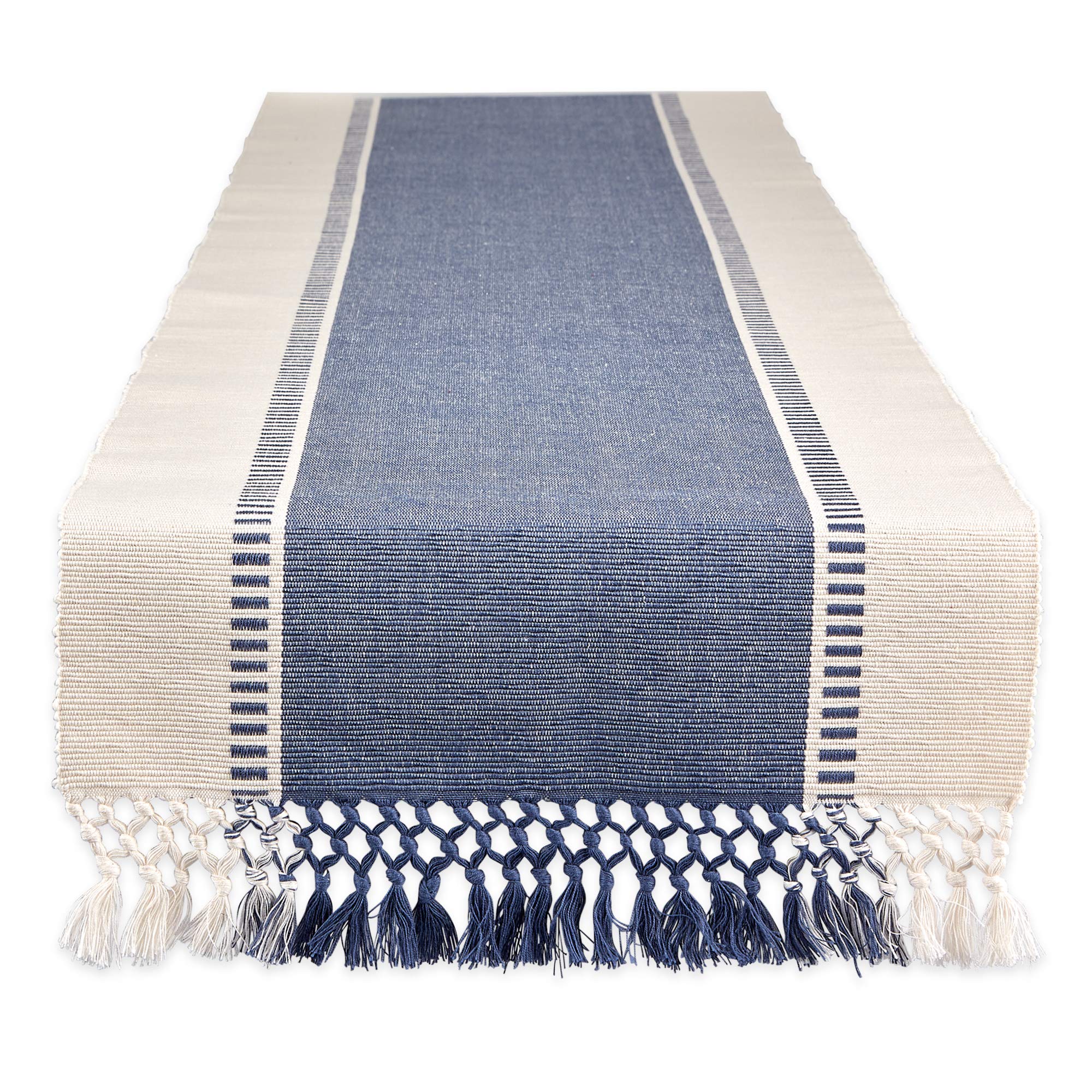 Stripe Woven Table Runner, 13x72-inch, French Blue