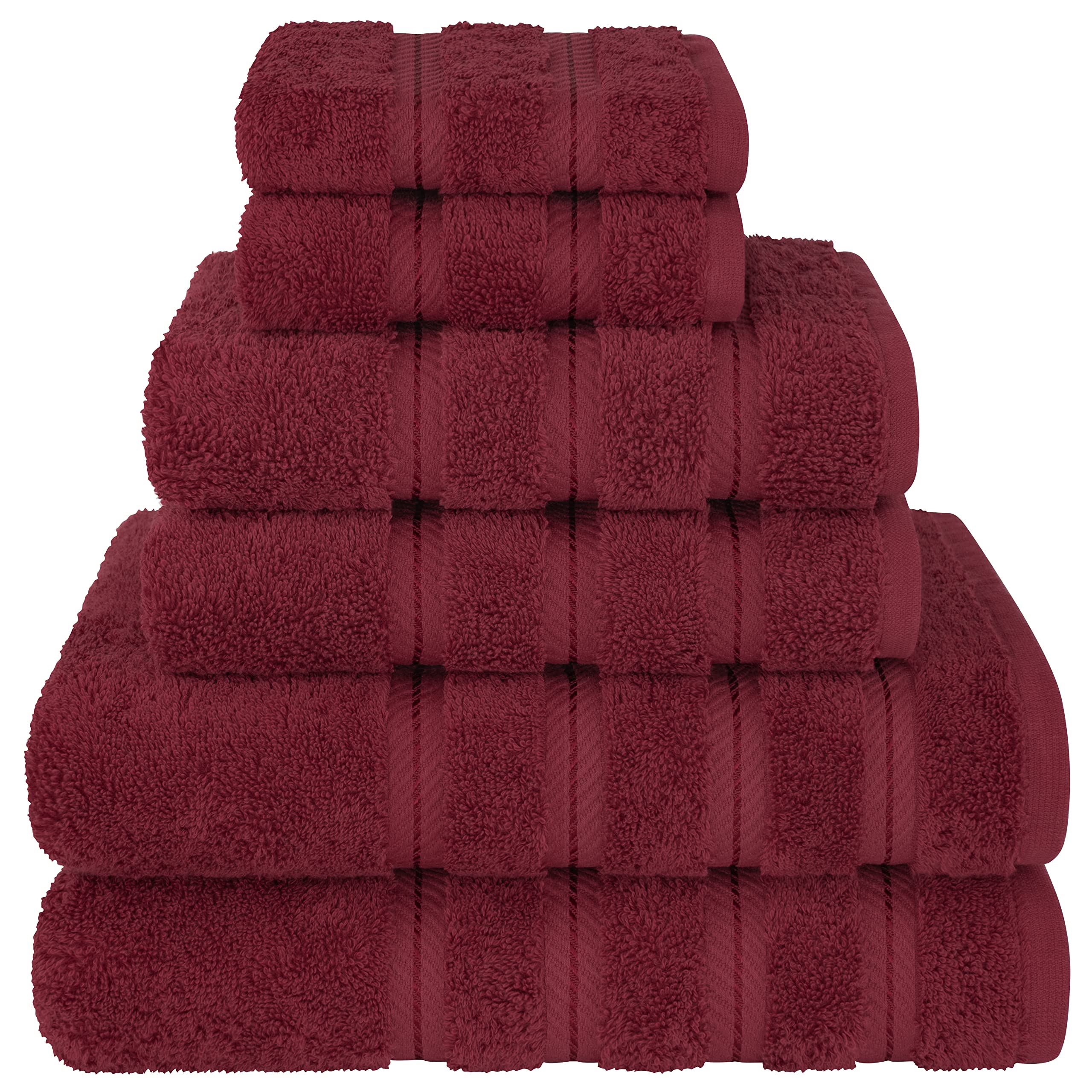 American Soft Linen Luxury 6 Piece Towel Set, 2 Bath Towels 2 Hand Towel 2 Washcloths, 600 GSM 100% Cotton Turkish Towels for Bathroom, Silver Grey Towel Sets